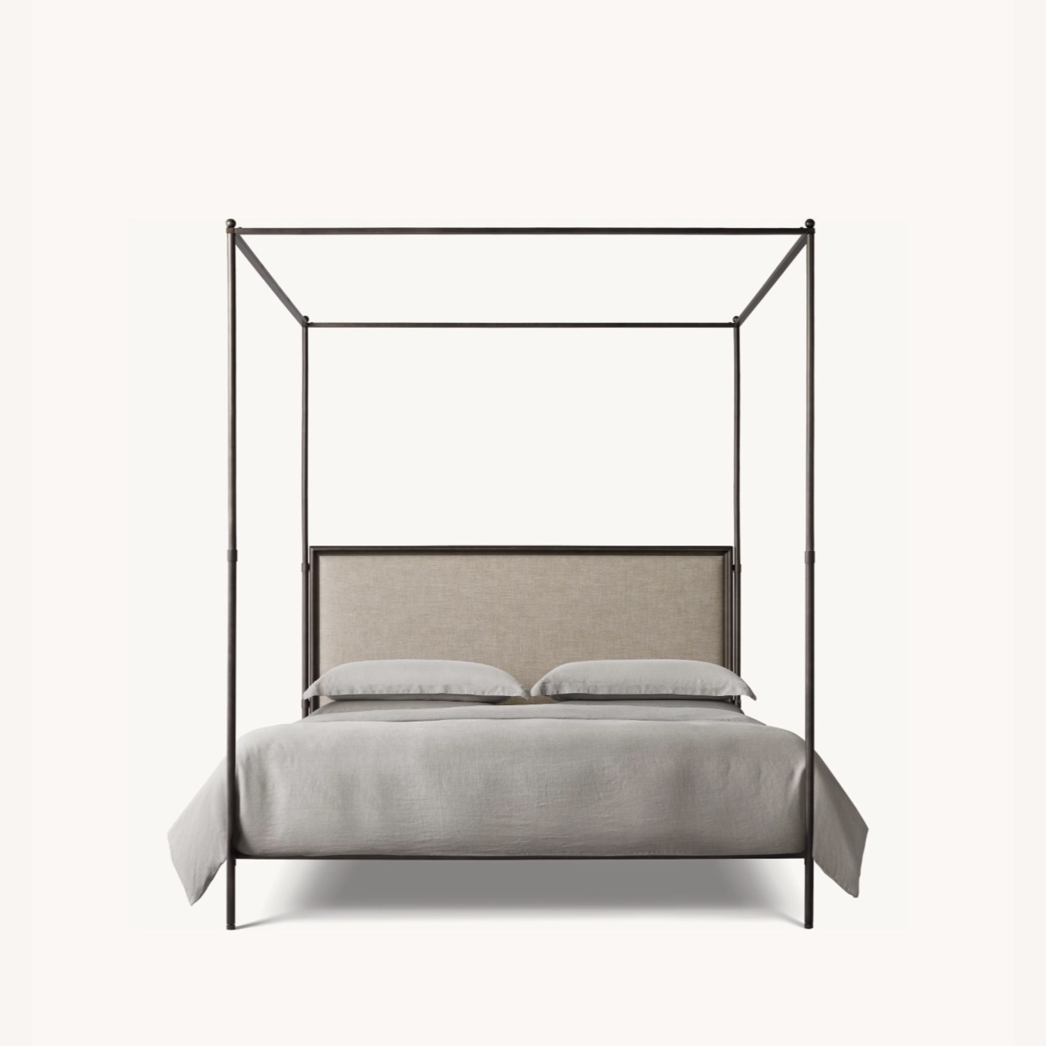 RH 19th C. French Iron Fabric Panel Canopy Bed - image-2