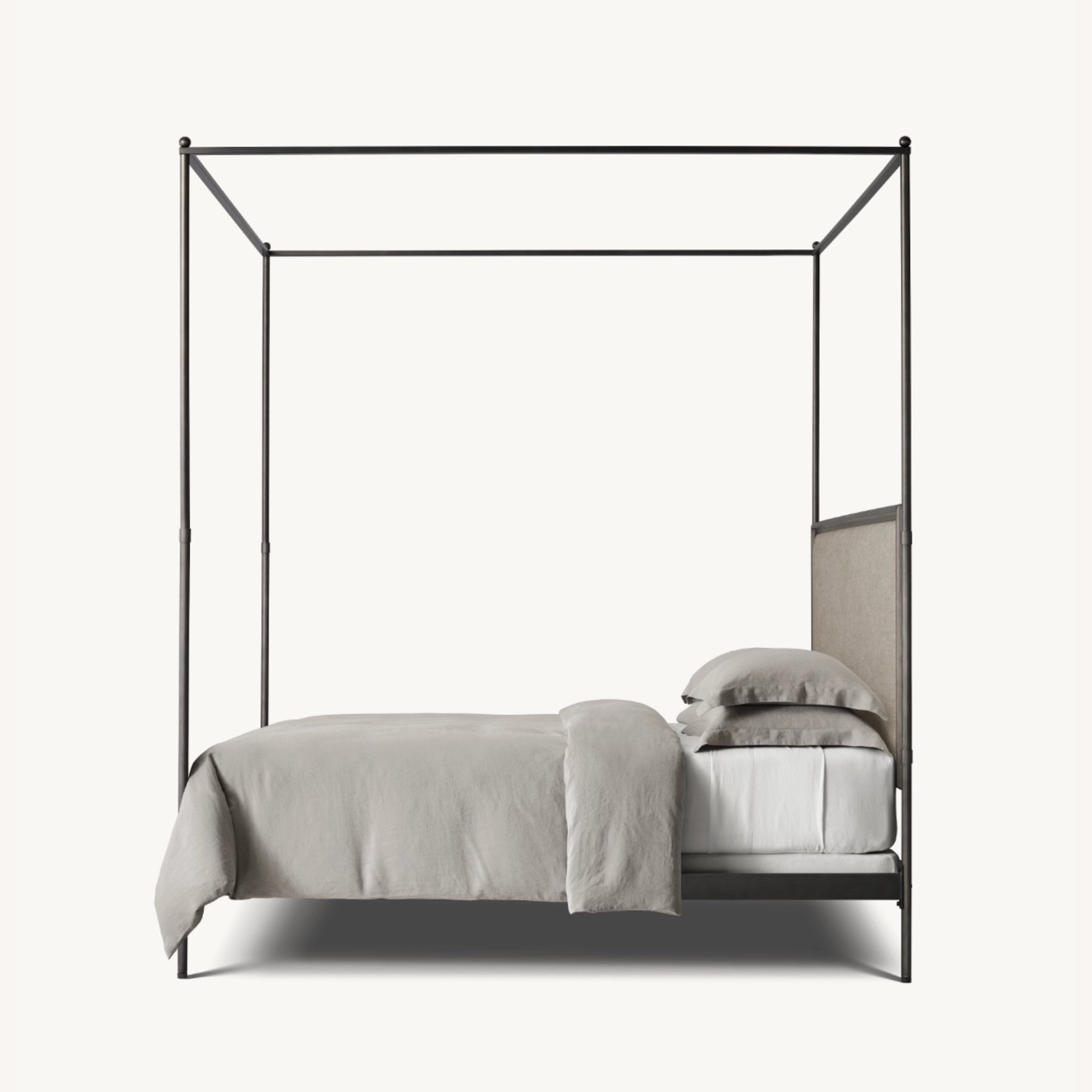 RH 19th C. French Iron Fabric Panel Canopy Bed - image-1