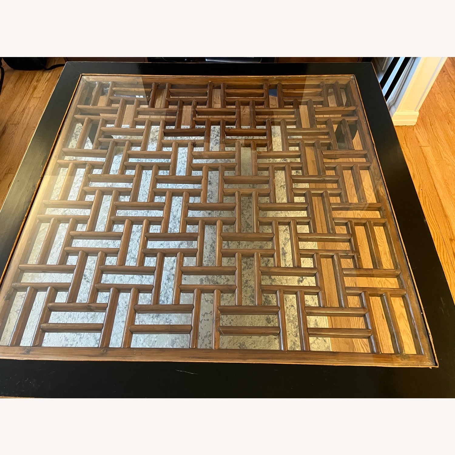 Large Glass Top Wooden Coffee Table - image-13