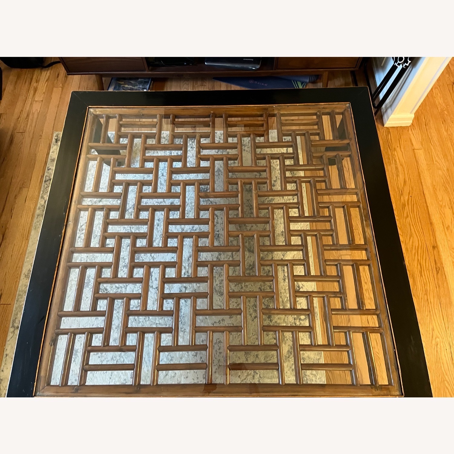 Large Glass Top Wooden Coffee Table - image-15