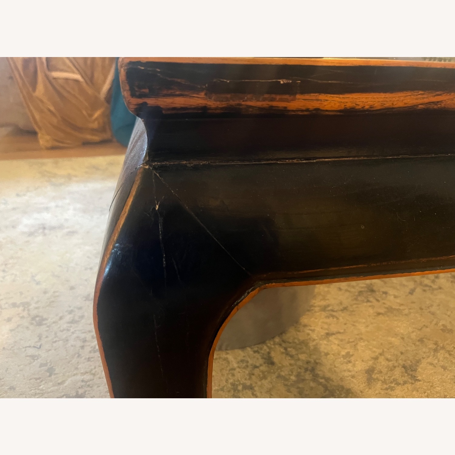 Large Glass Top Wooden Coffee Table - image-5