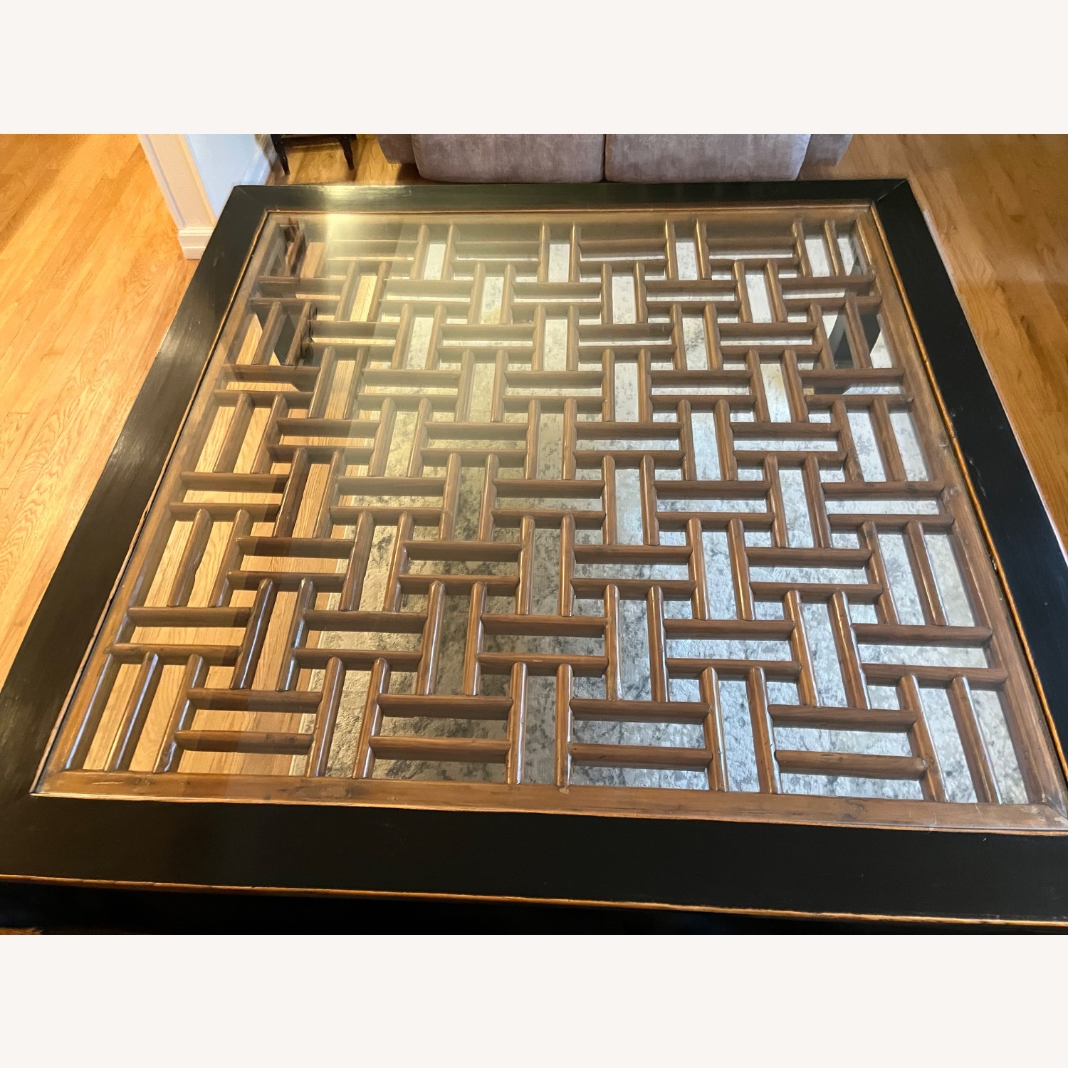 Large Glass Top Wooden Coffee Table - image-12