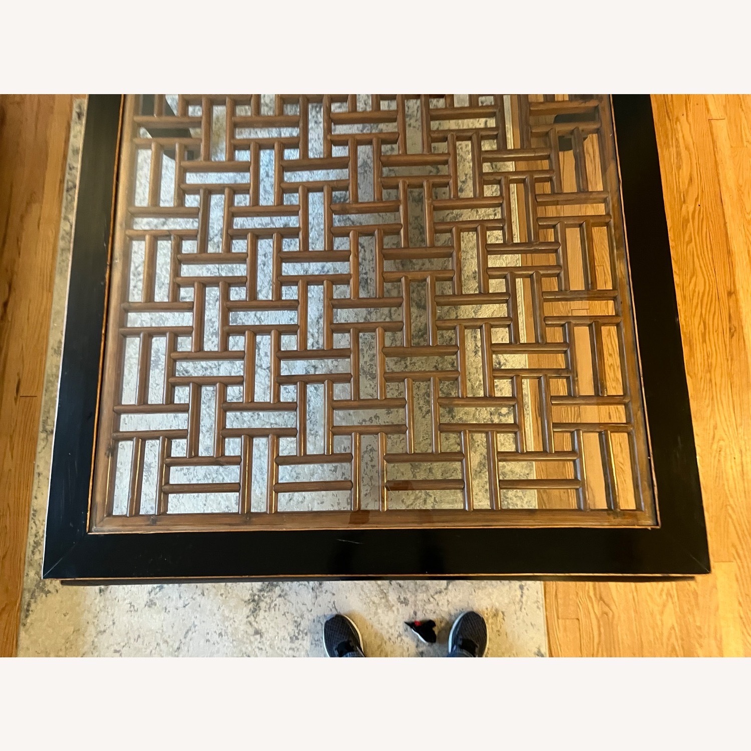 Large Glass Top Wooden Coffee Table - image-16