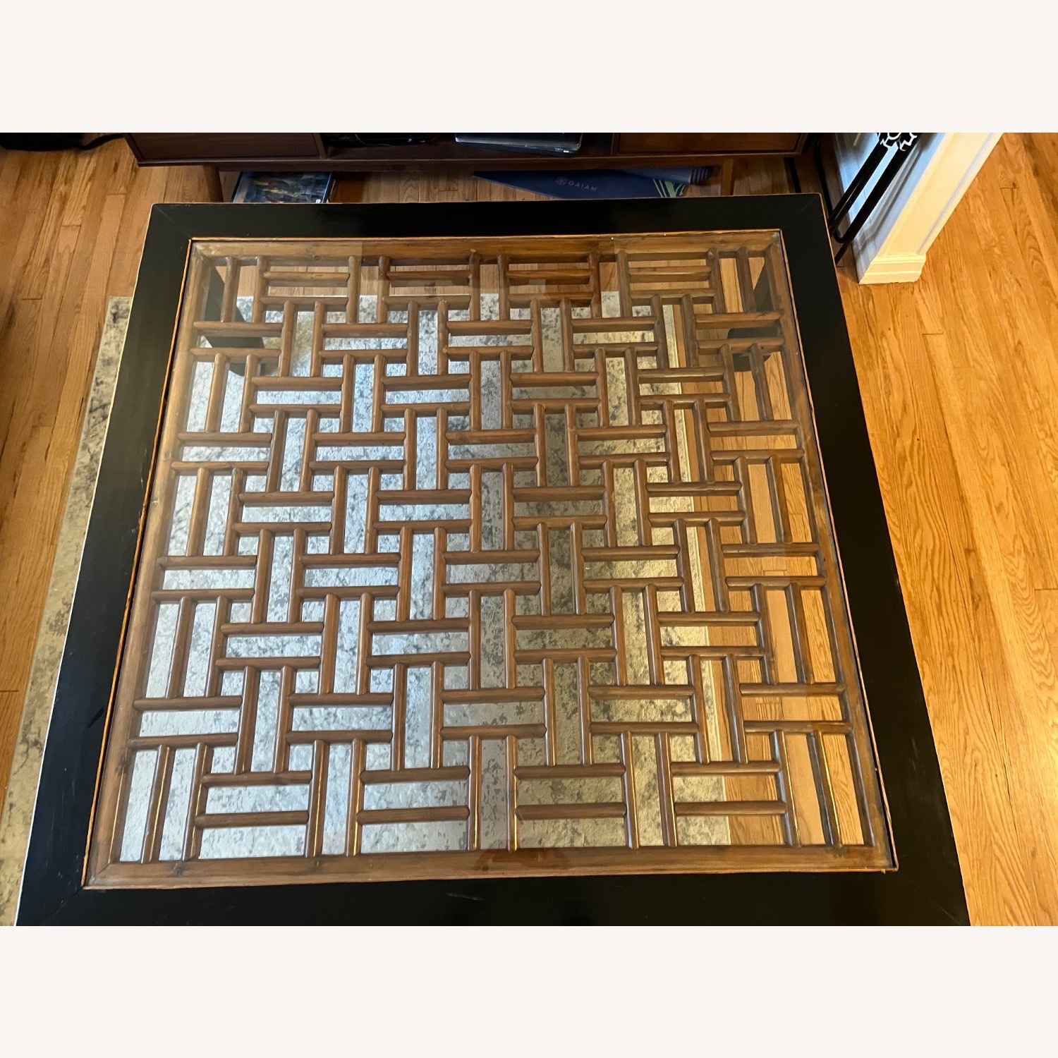 Large Glass Top Wooden Coffee Table - image-14