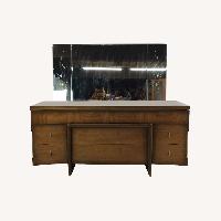 Mid Century Lowboy Dresser with Sled Legs & Mirror