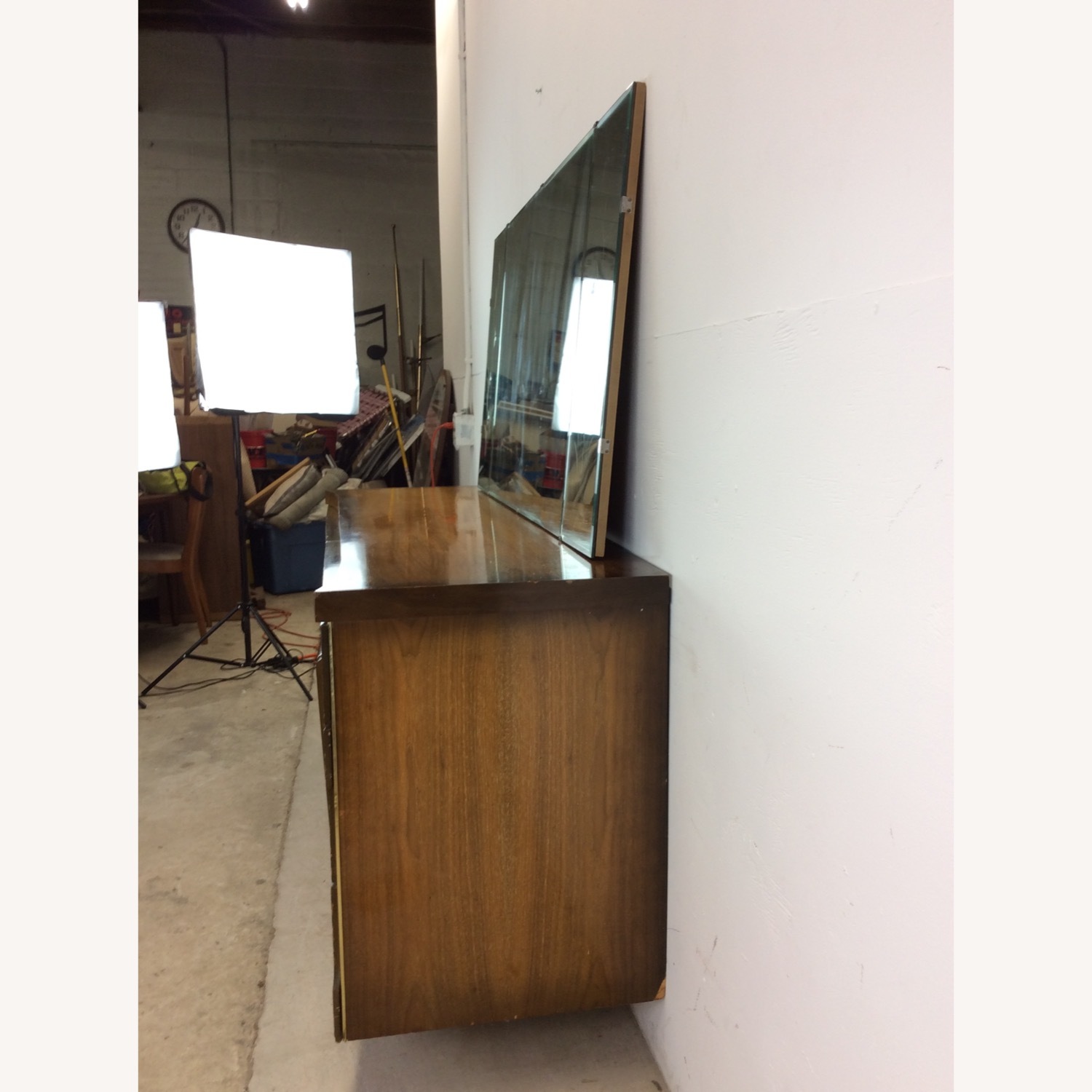 Mid Century Lowboy Dresser with Sled Legs & Mirror - image-15