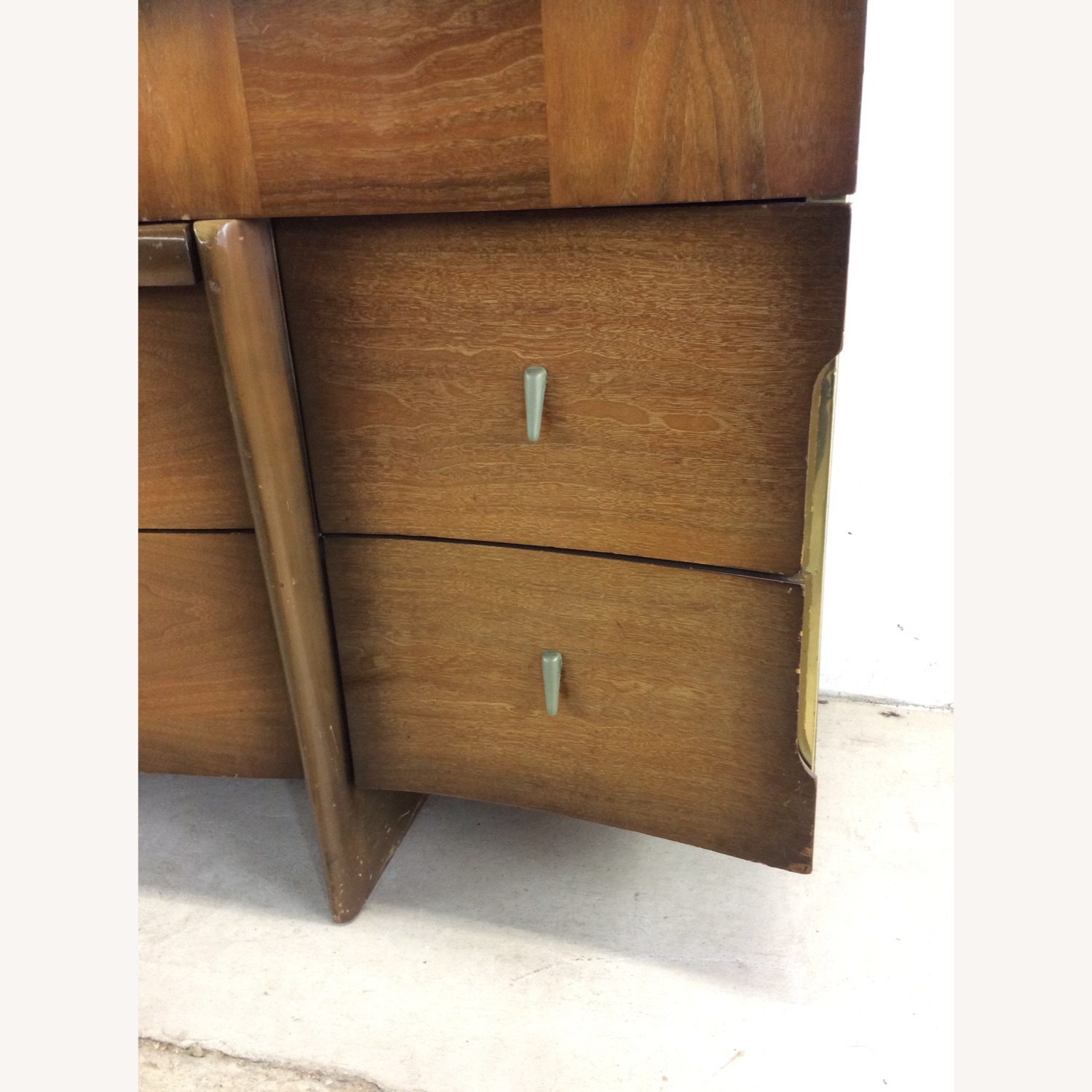 Mid Century Lowboy Dresser with Sled Legs & Mirror - image-4