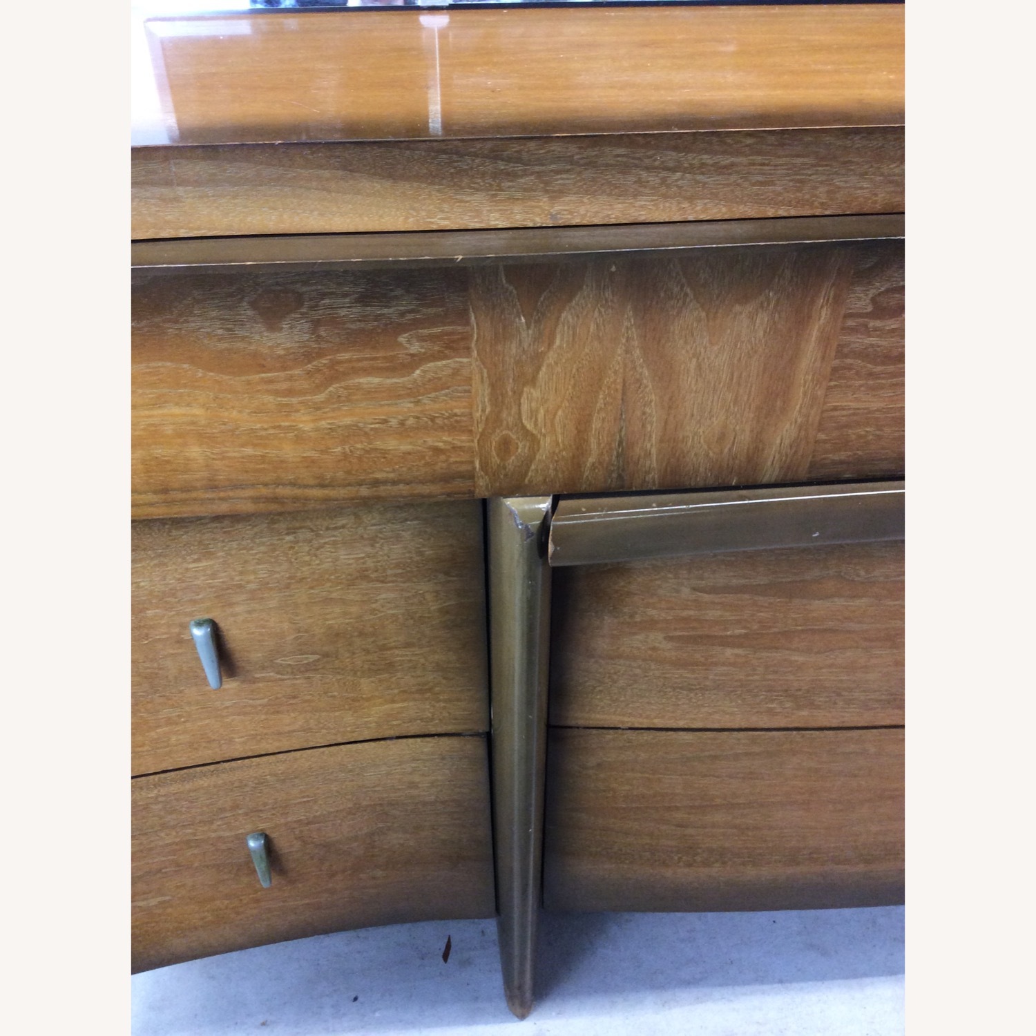 Mid Century Lowboy Dresser with Sled Legs & Mirror - image-6