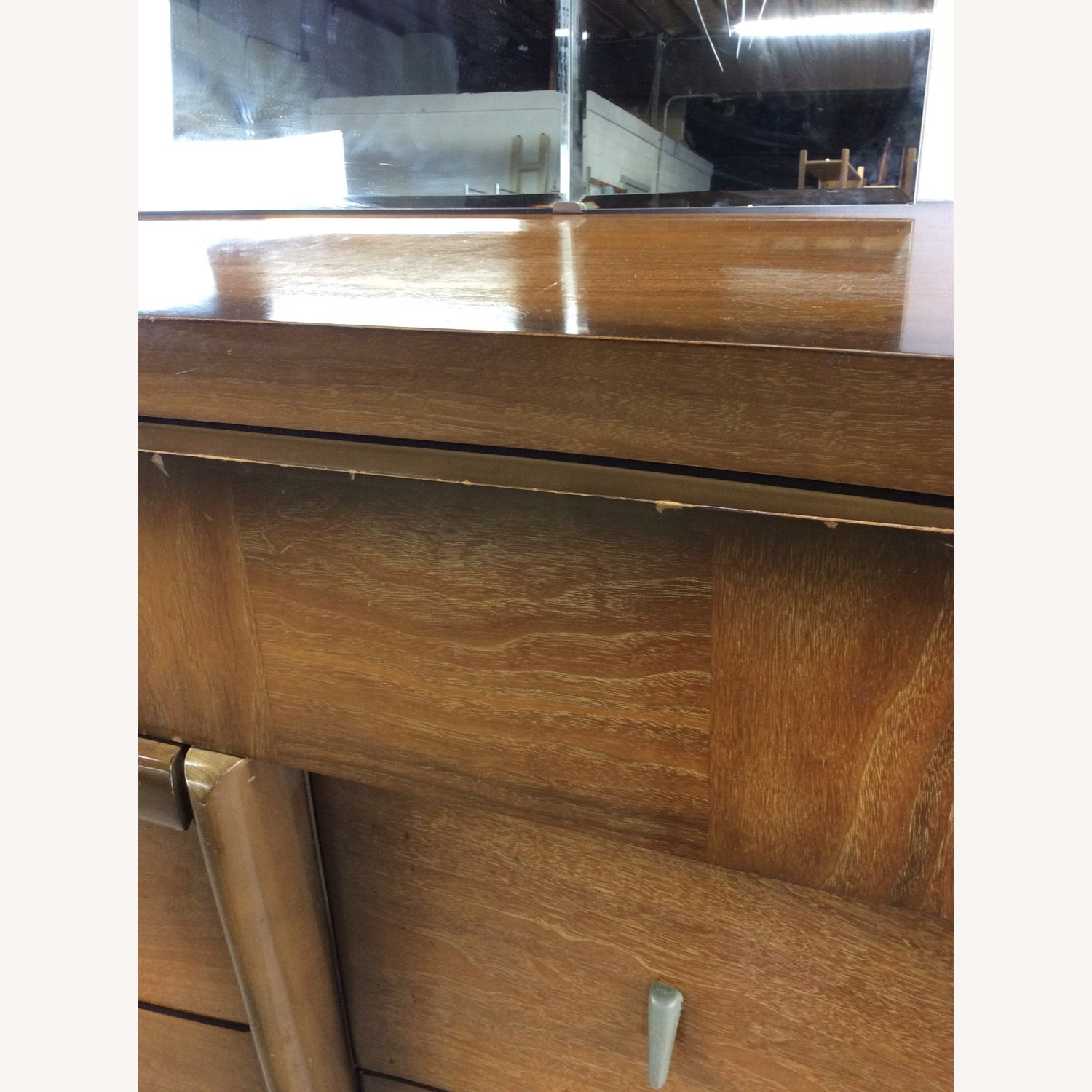 Mid Century Lowboy Dresser with Sled Legs & Mirror - image-5