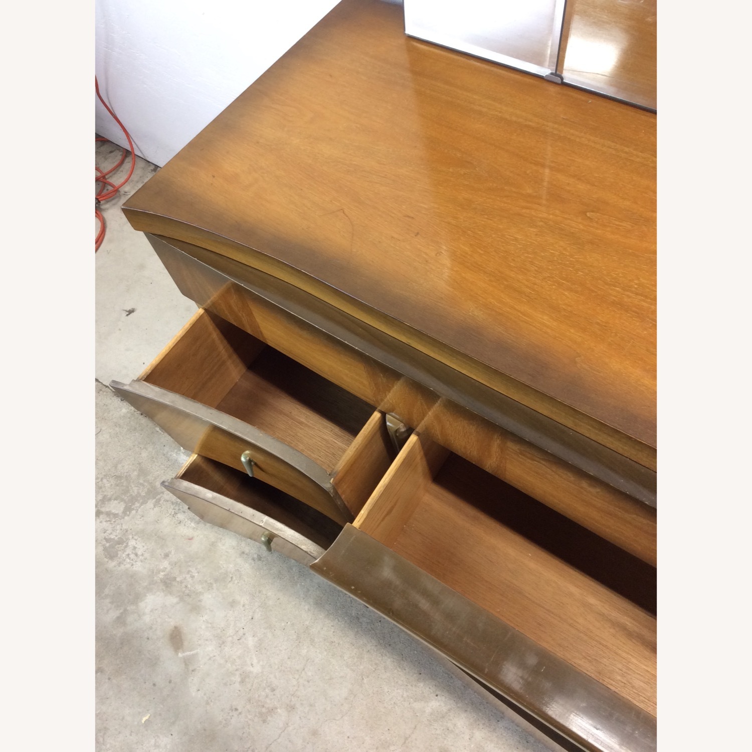 Mid Century Lowboy Dresser with Sled Legs & Mirror - image-22