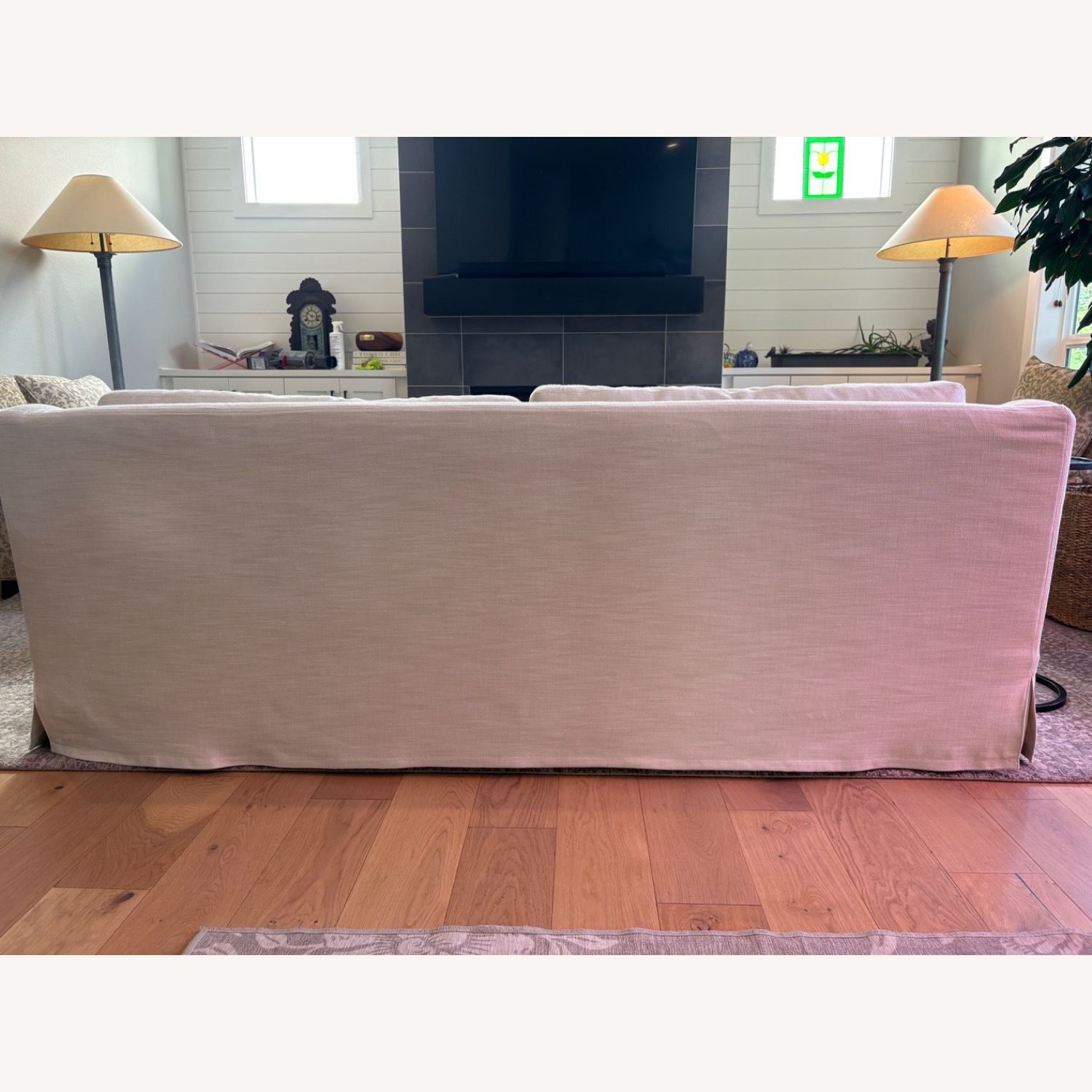 Restoration Hardware Linen Slope Arm Sofa  - image-6