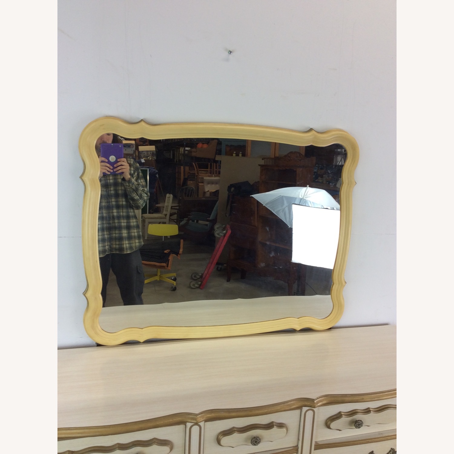 French Provincial Style Lowboy Dresser with Mirror - image-3