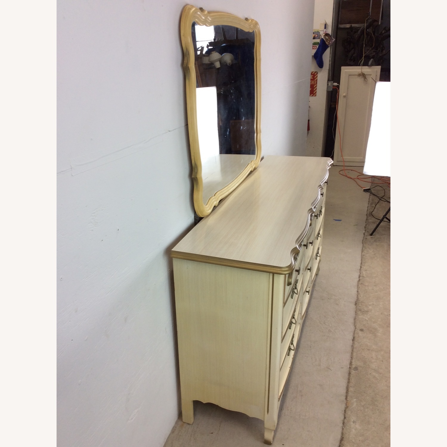 French Provincial Style Lowboy Dresser with Mirror - image-8