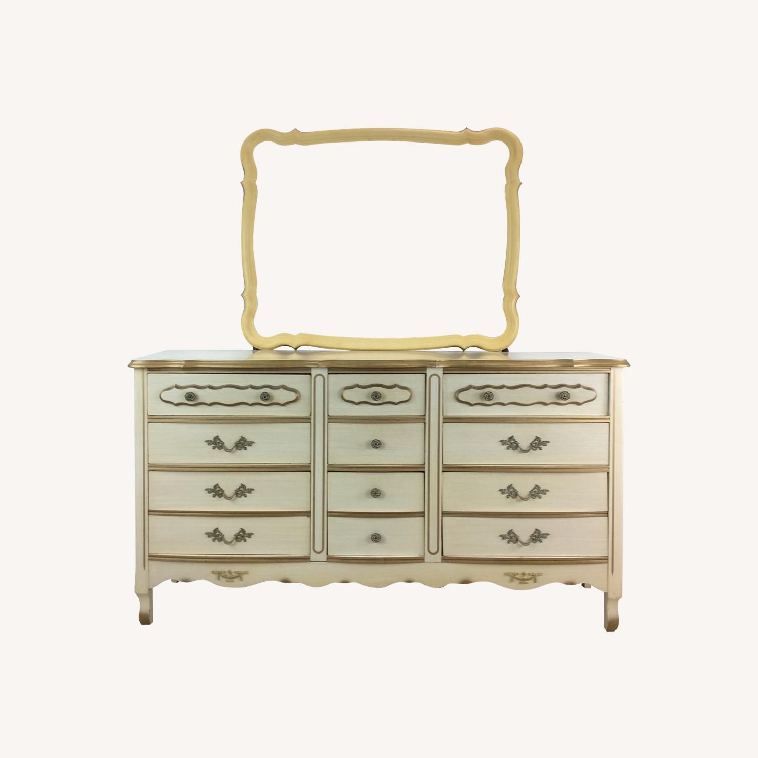 French Provincial Style Lowboy Dresser with Mirror - image-0