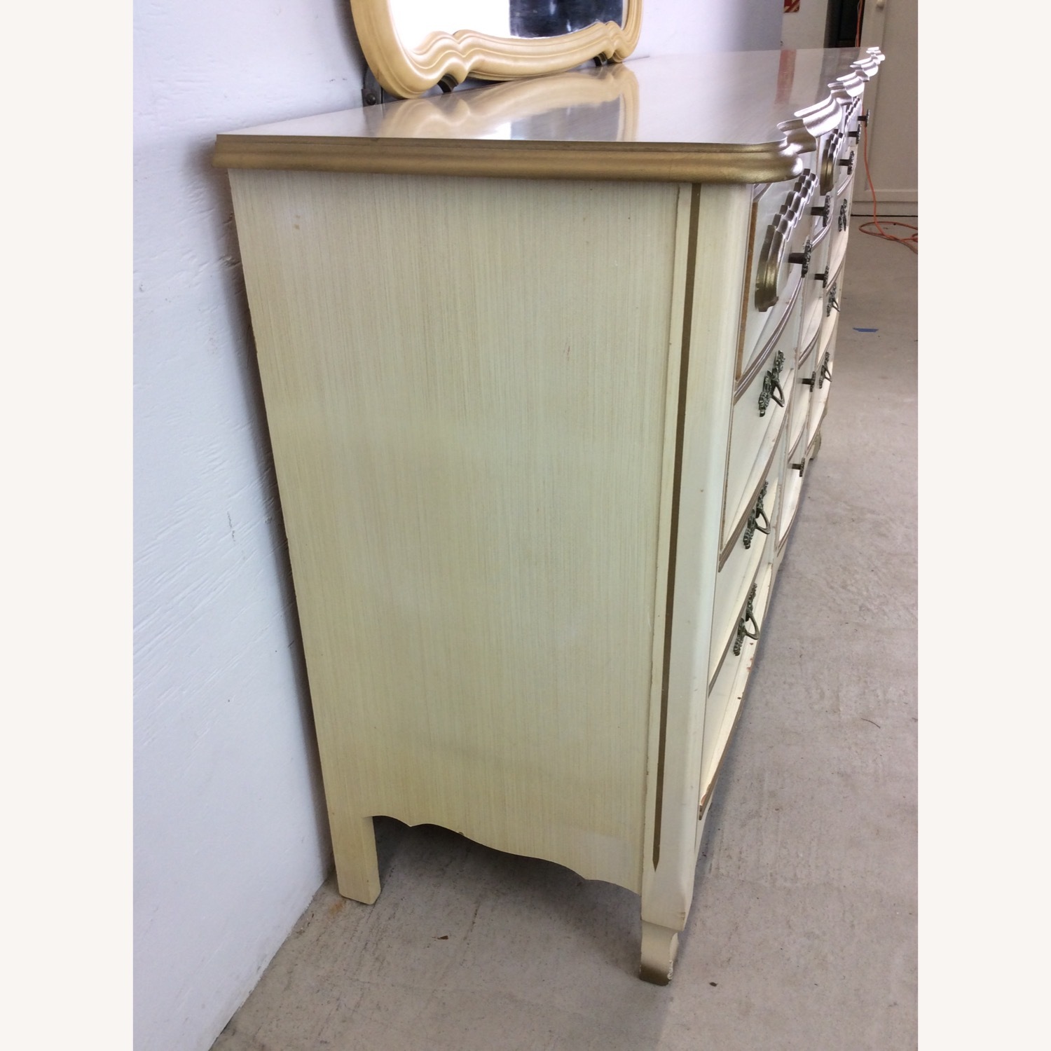 French Provincial Style Lowboy Dresser with Mirror - image-9