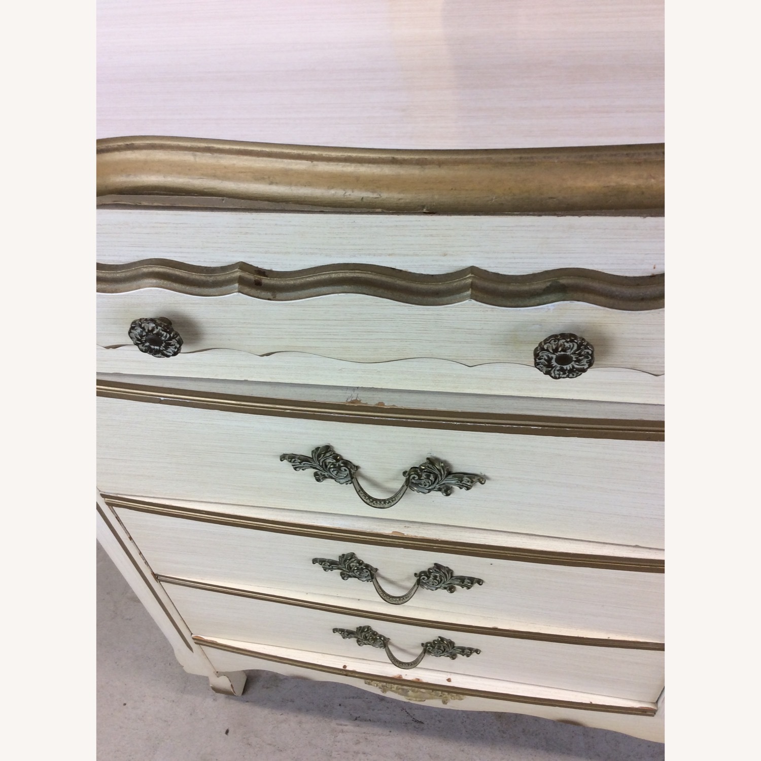 French Provincial Style Lowboy Dresser with Mirror - image-11