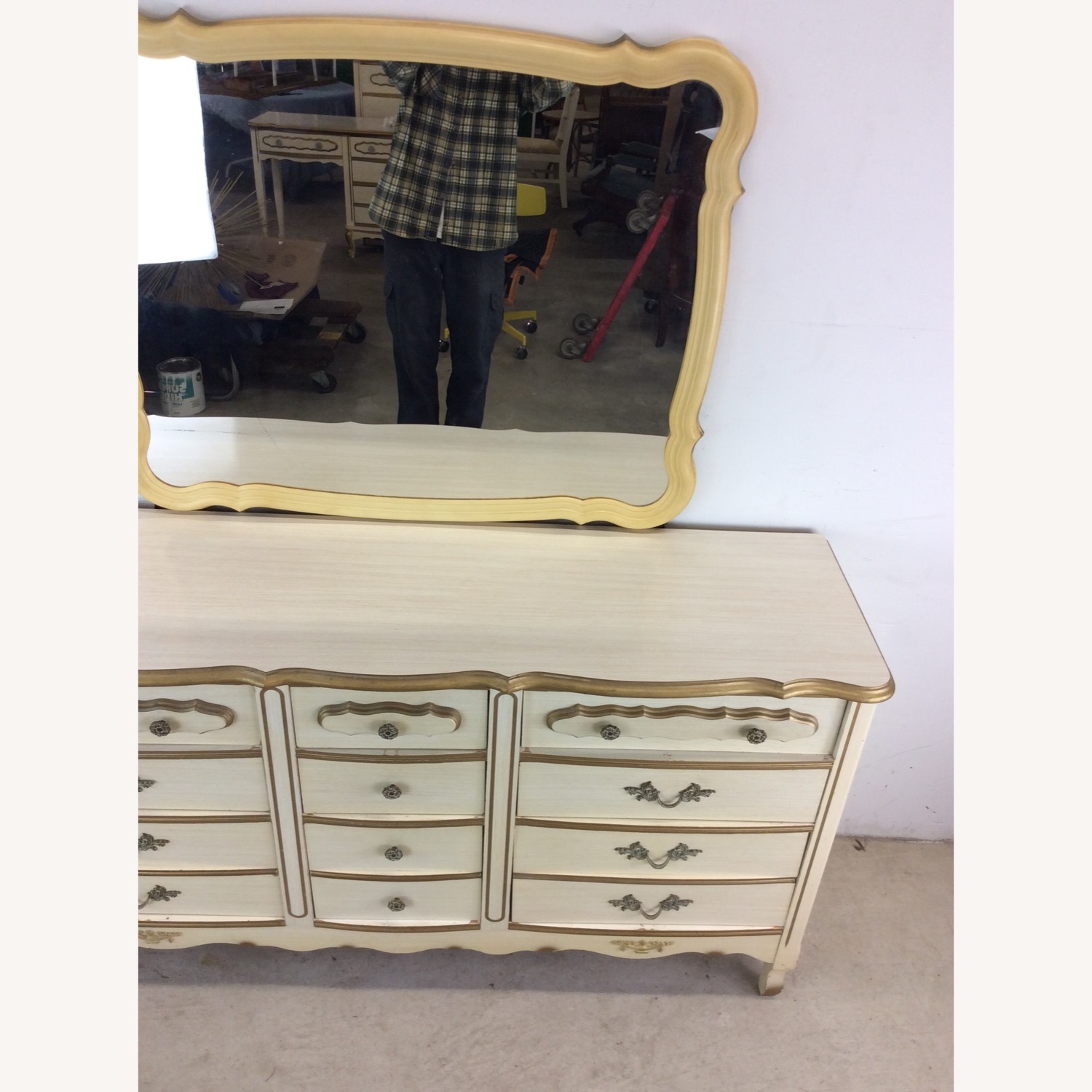 French Provincial Style Lowboy Dresser with Mirror - image-5
