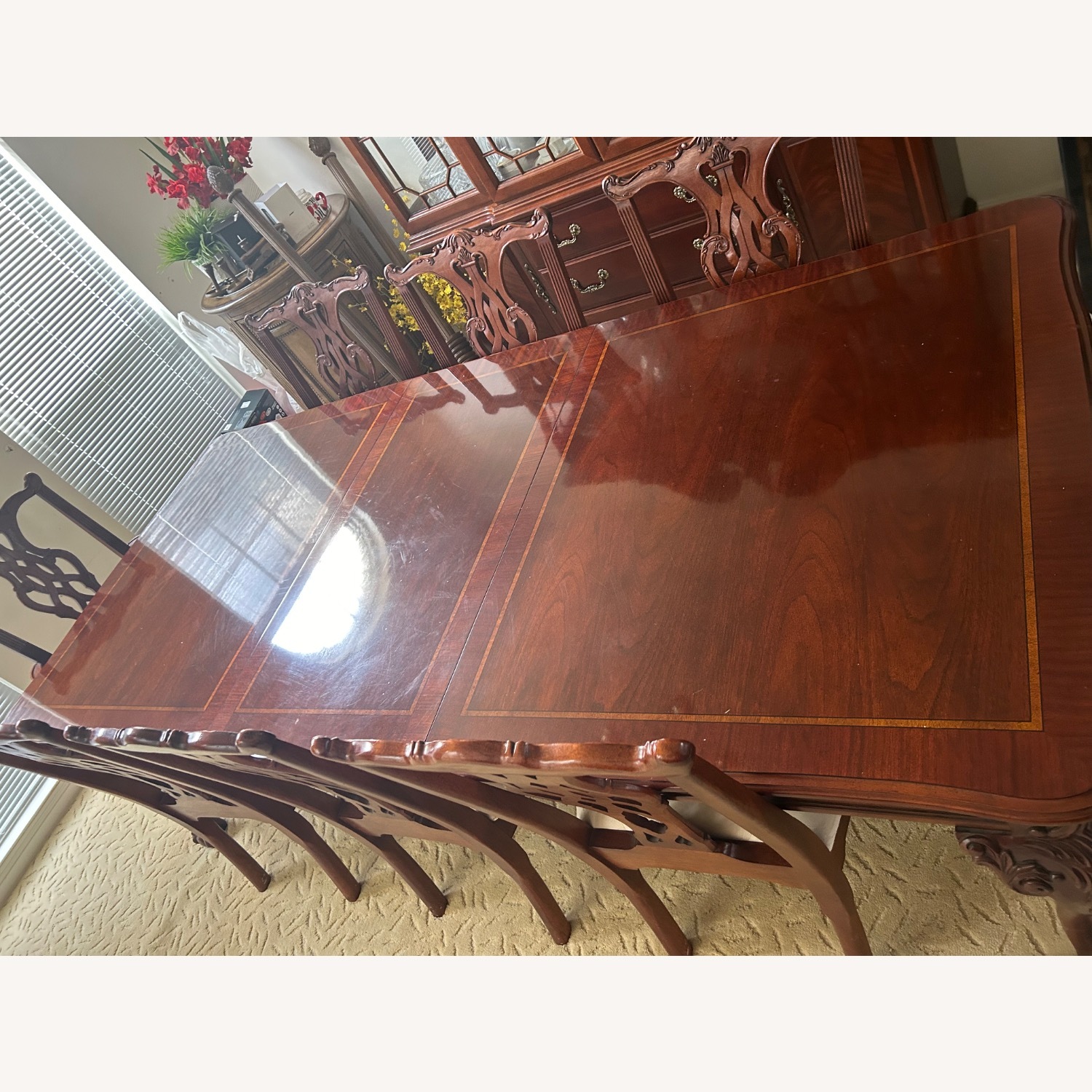 8 Cushion Chair Victorian Style Dining Table Set - image-5