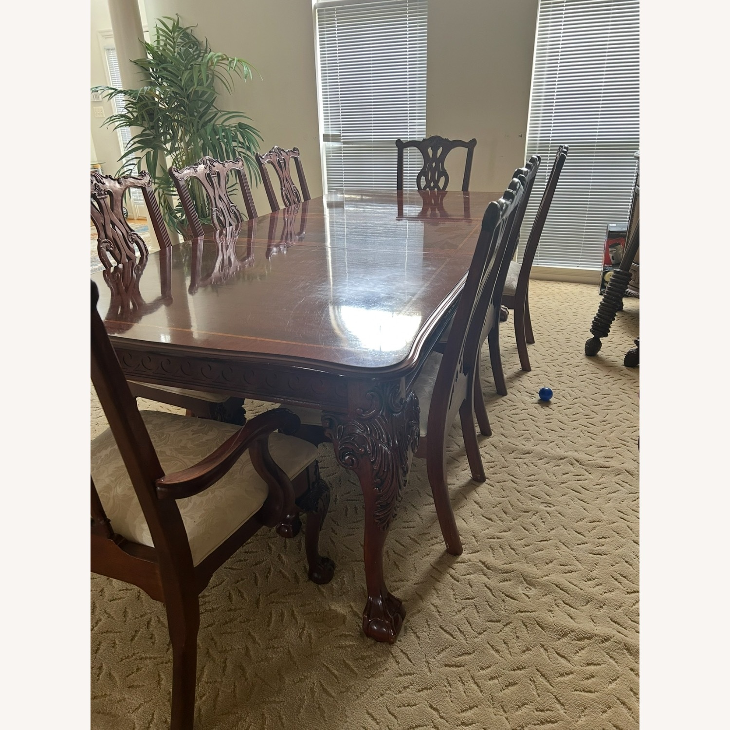 8 Cushion Chair Victorian Style Dining Table Set - image-2