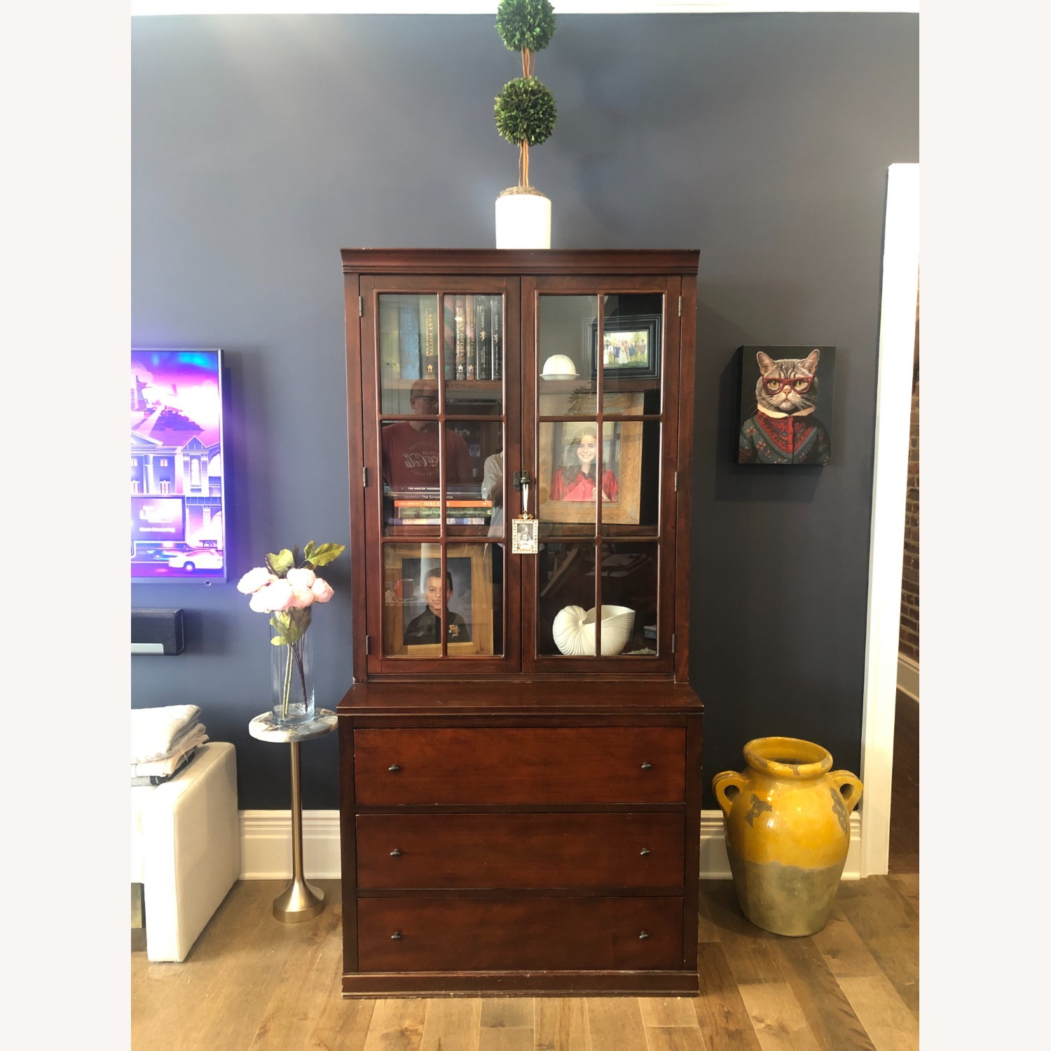 Pottery Barn Bookcases Wood/Glass - image-2