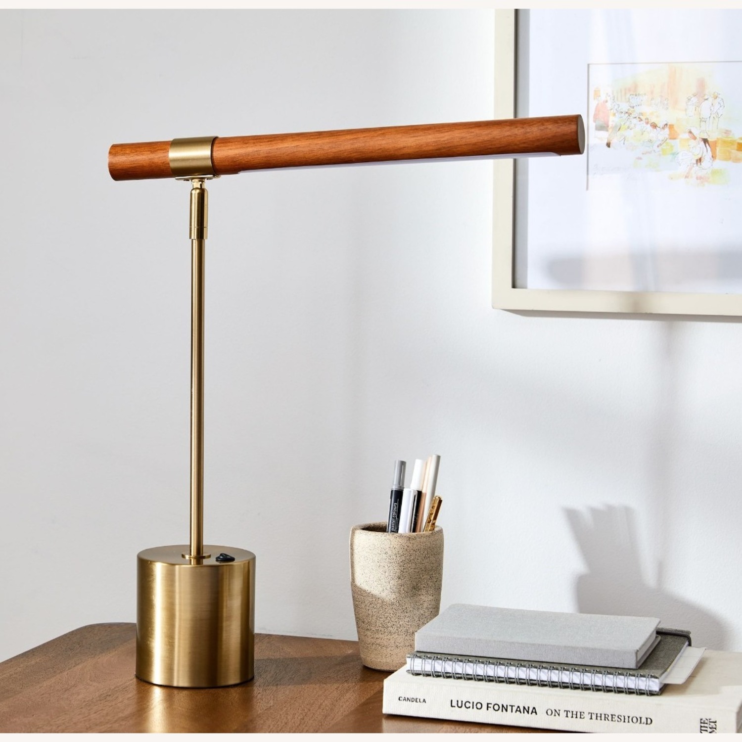 West Elm Linear Wood LED Table Lamp (18") - image-1