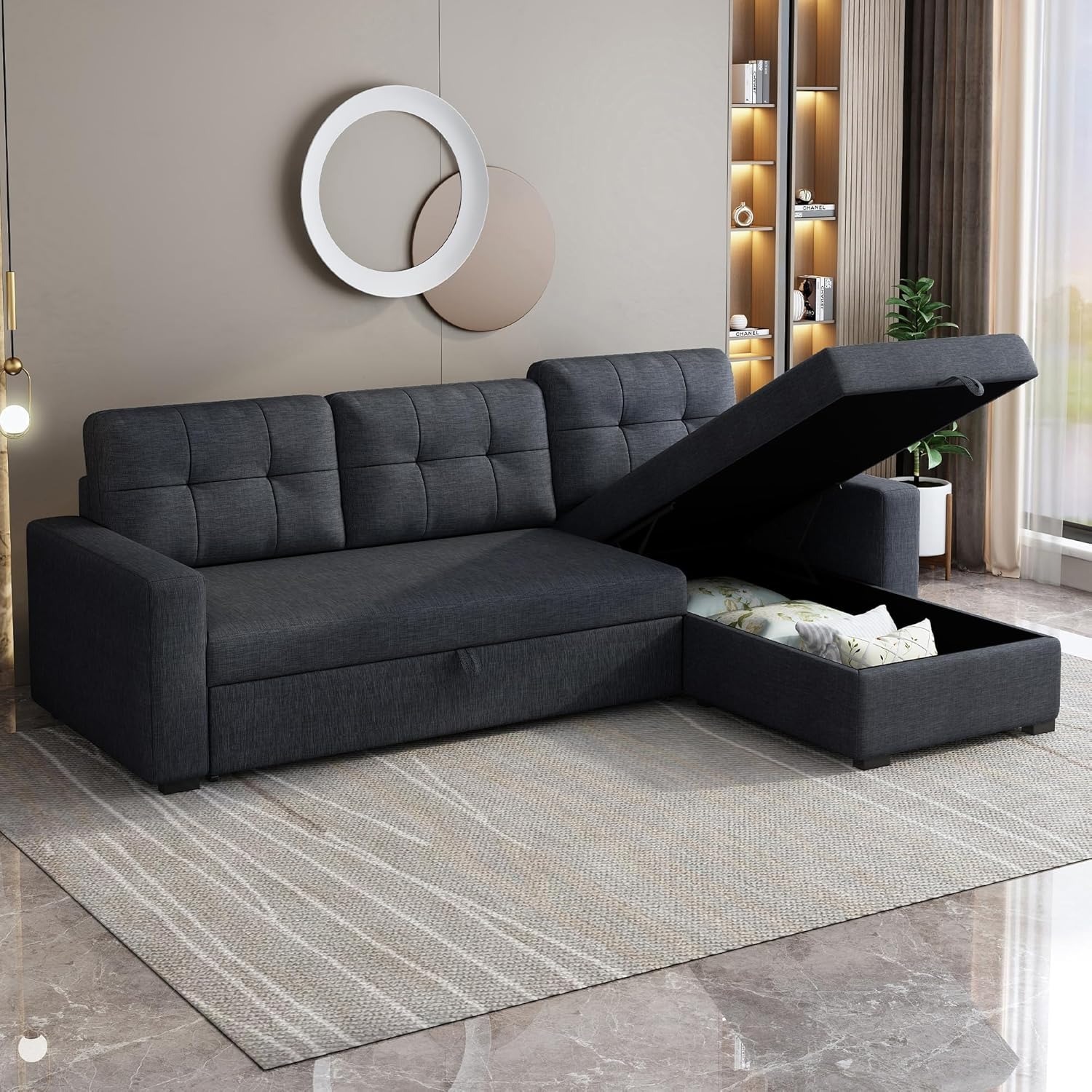 Sectional Sleeper Sofa with Storage Chaise - image-1