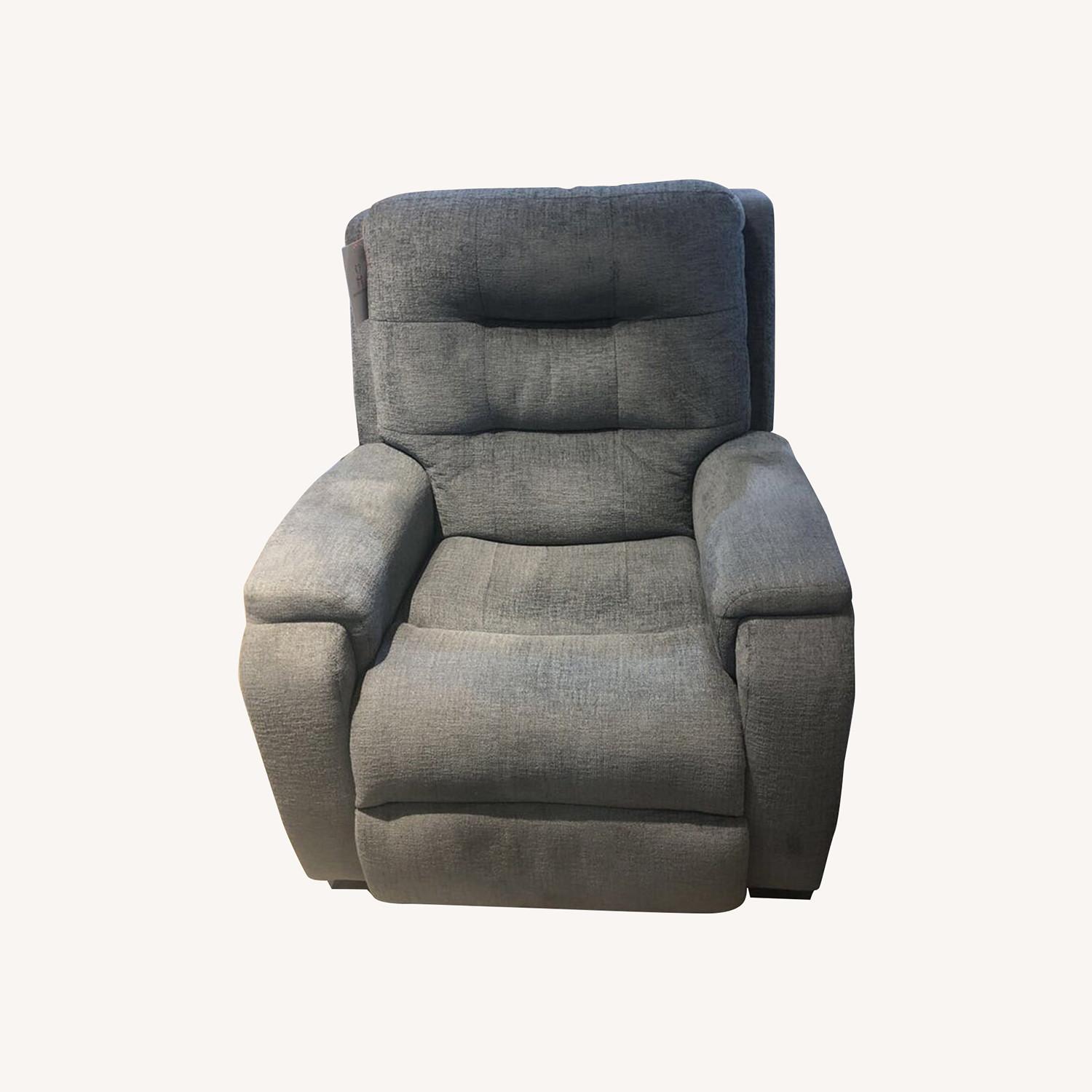 Flexsteel Chenille Power Recliner Chair Blue - image-0