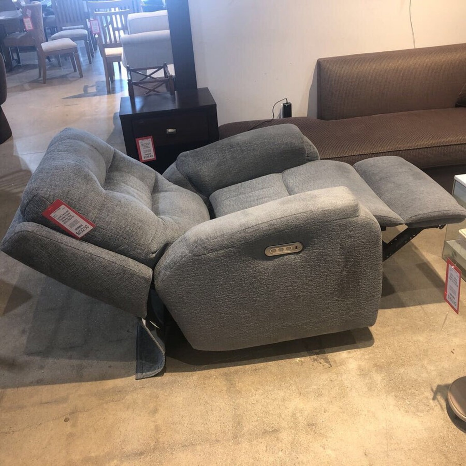Flexsteel Chenille Power Recliner Chair Blue - image-4