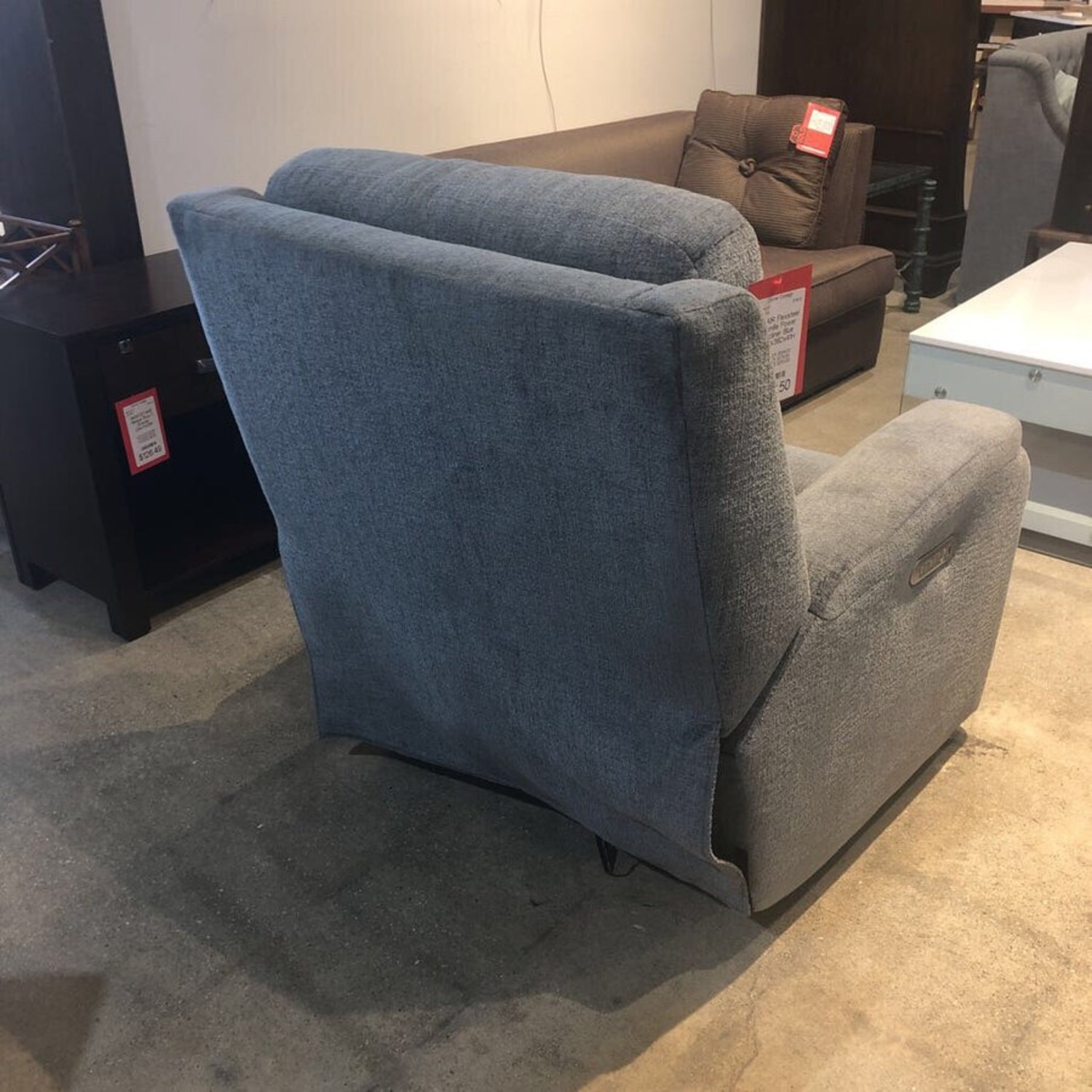 Flexsteel Chenille Power Recliner Chair Blue - image-3