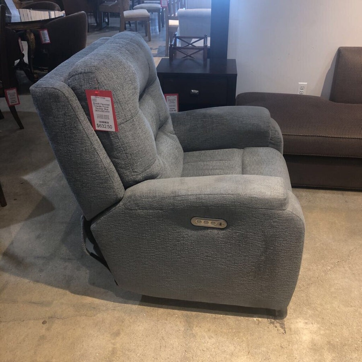 Flexsteel Chenille Power Recliner Chair Blue - image-2
