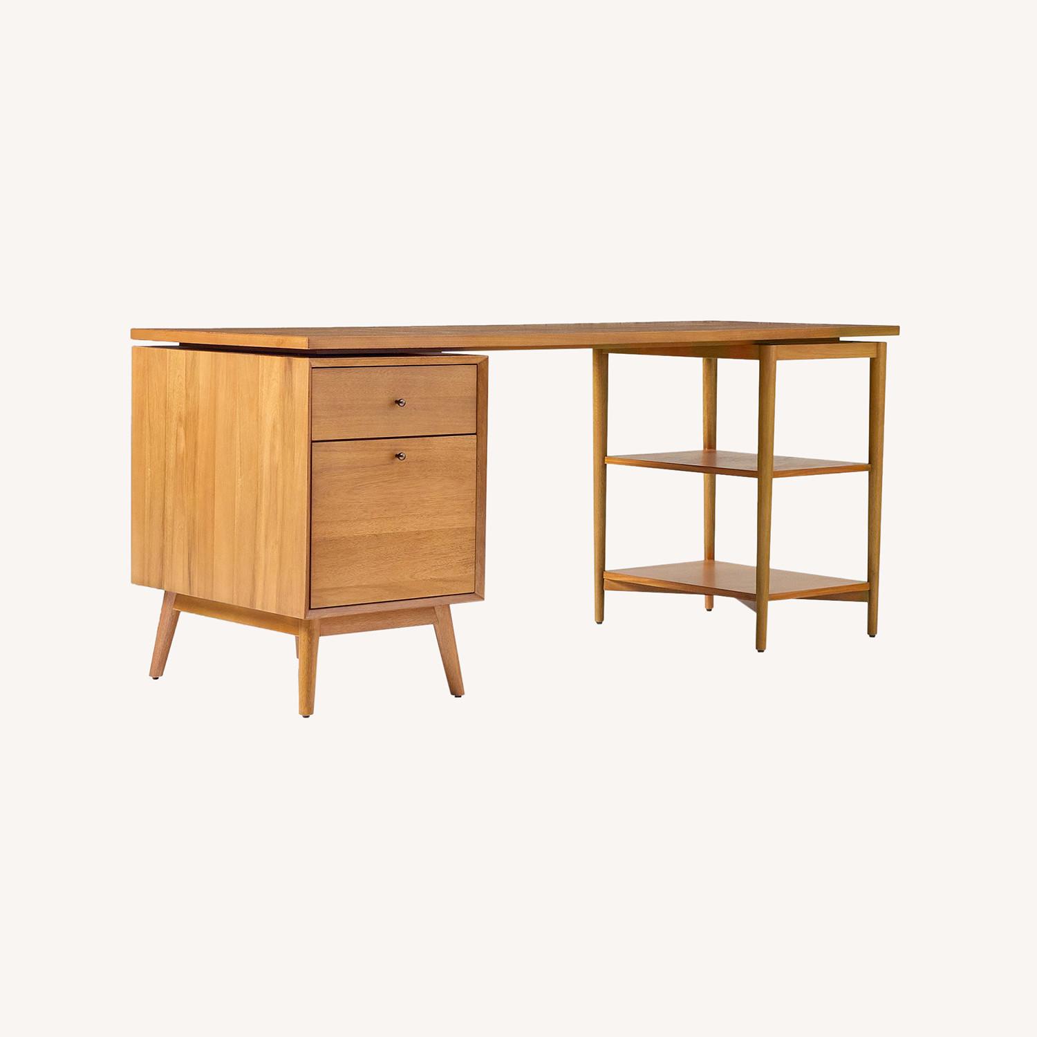 West Elm Desk W File Cabinet - image-0
