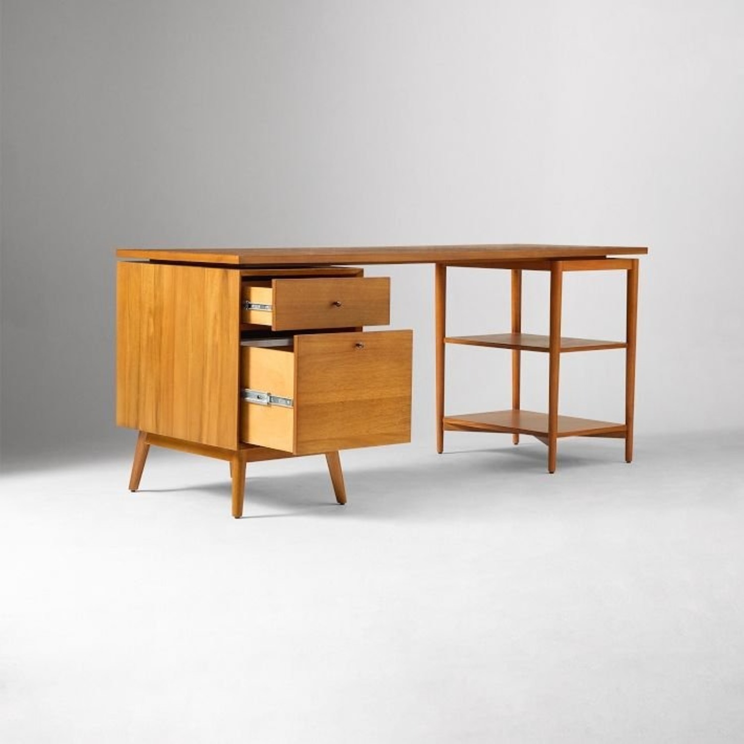 West Elm Desk W File Cabinet - image-1