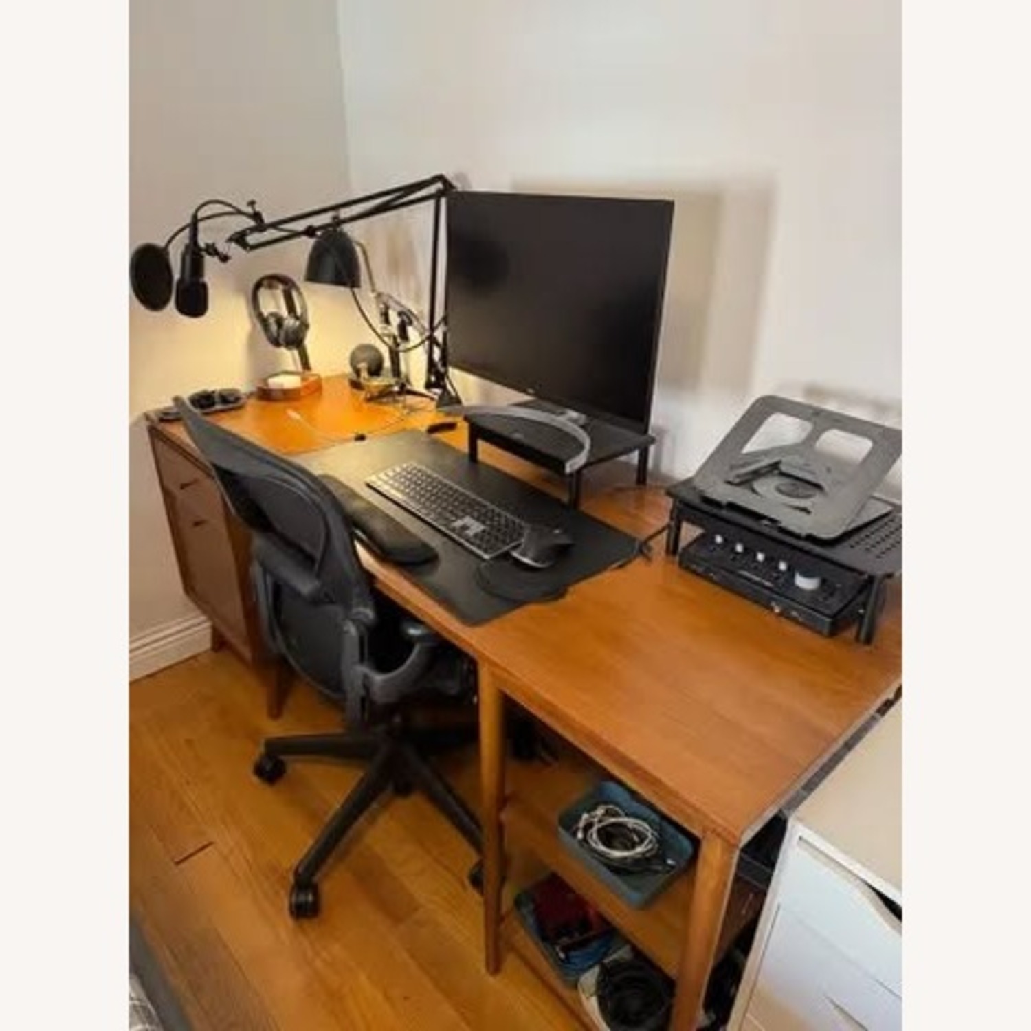 West Elm Desk W File Cabinet - image-2