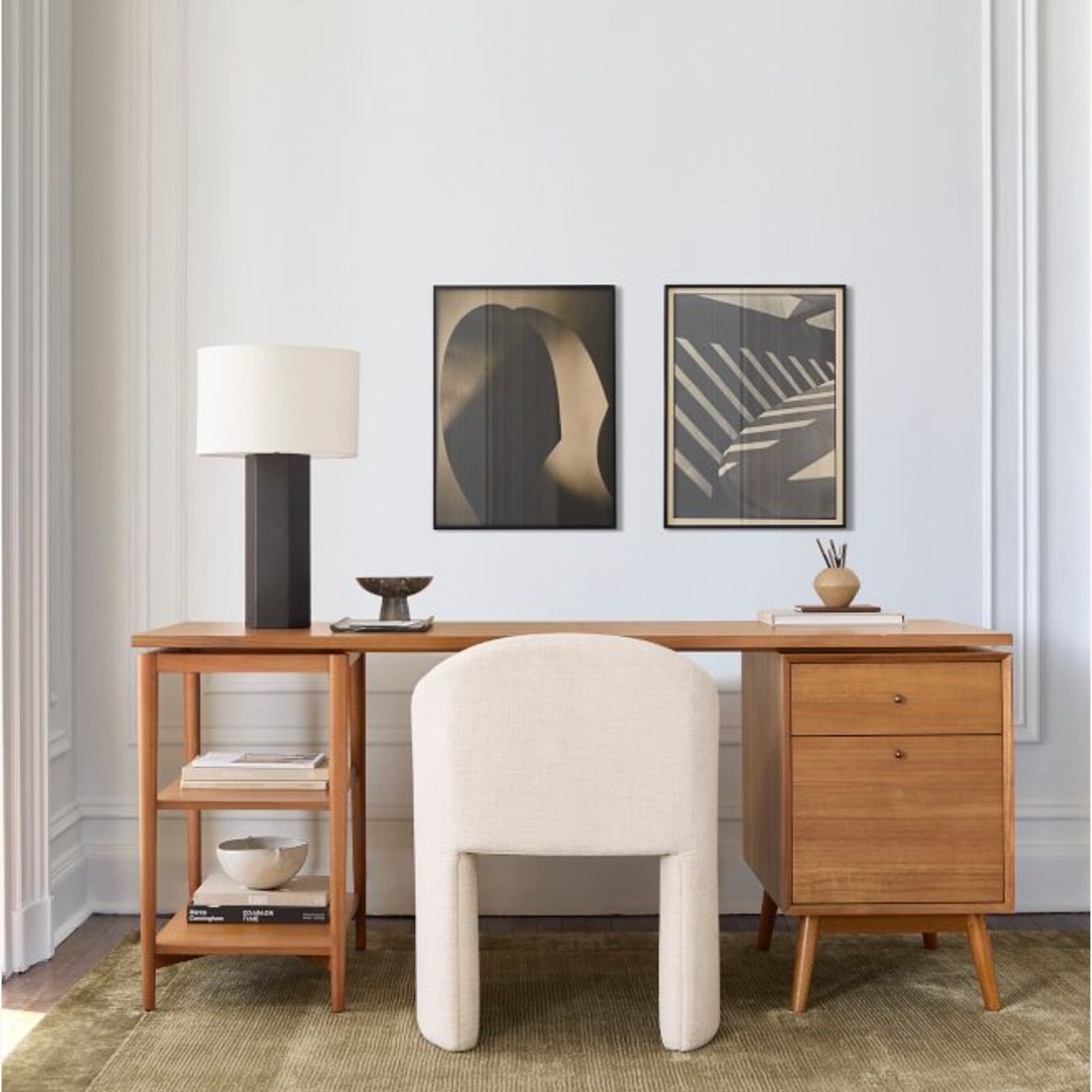 West Elm Desk W File Cabinet - image-4