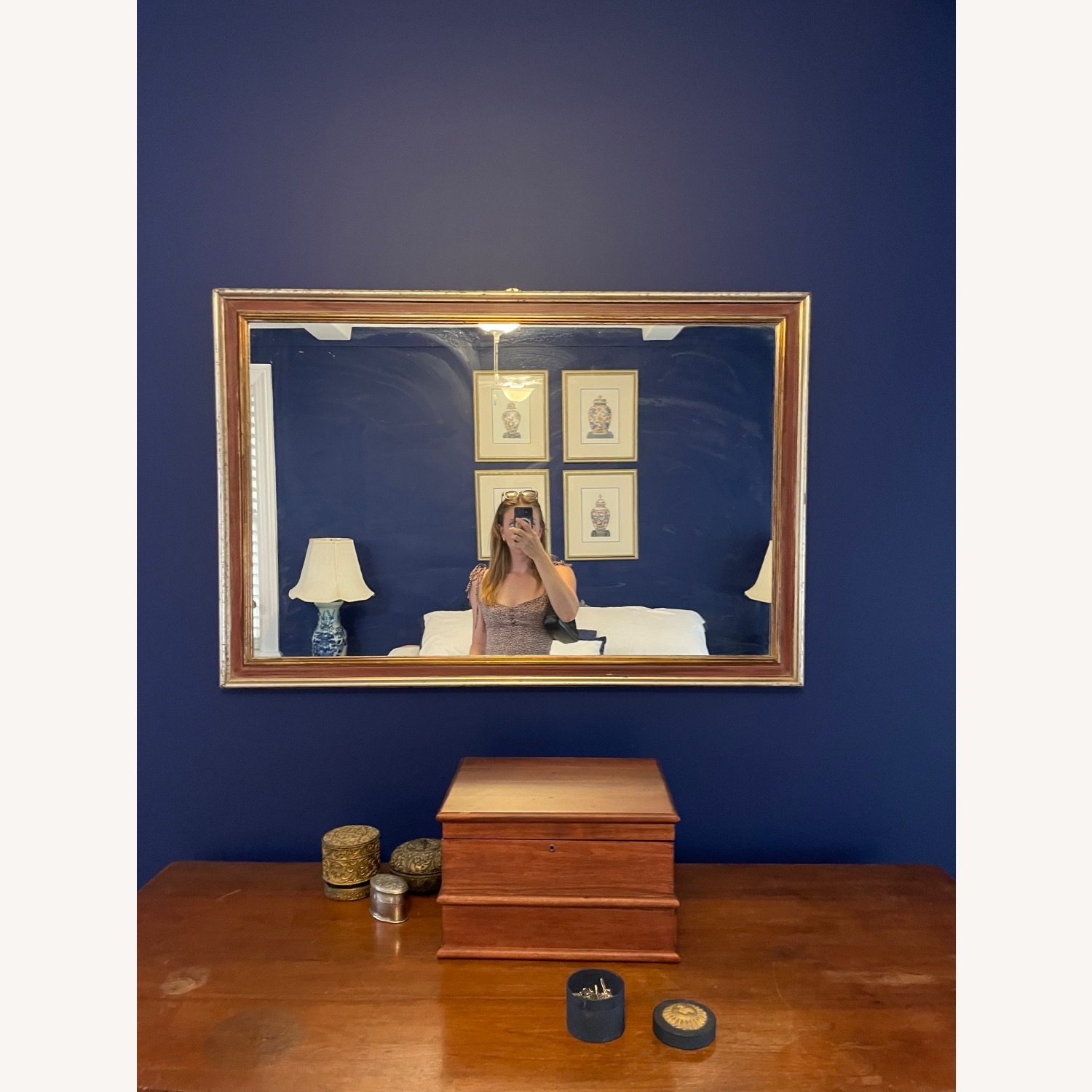 Mirror with Silver, Gold, and Reddish Frame - image-3