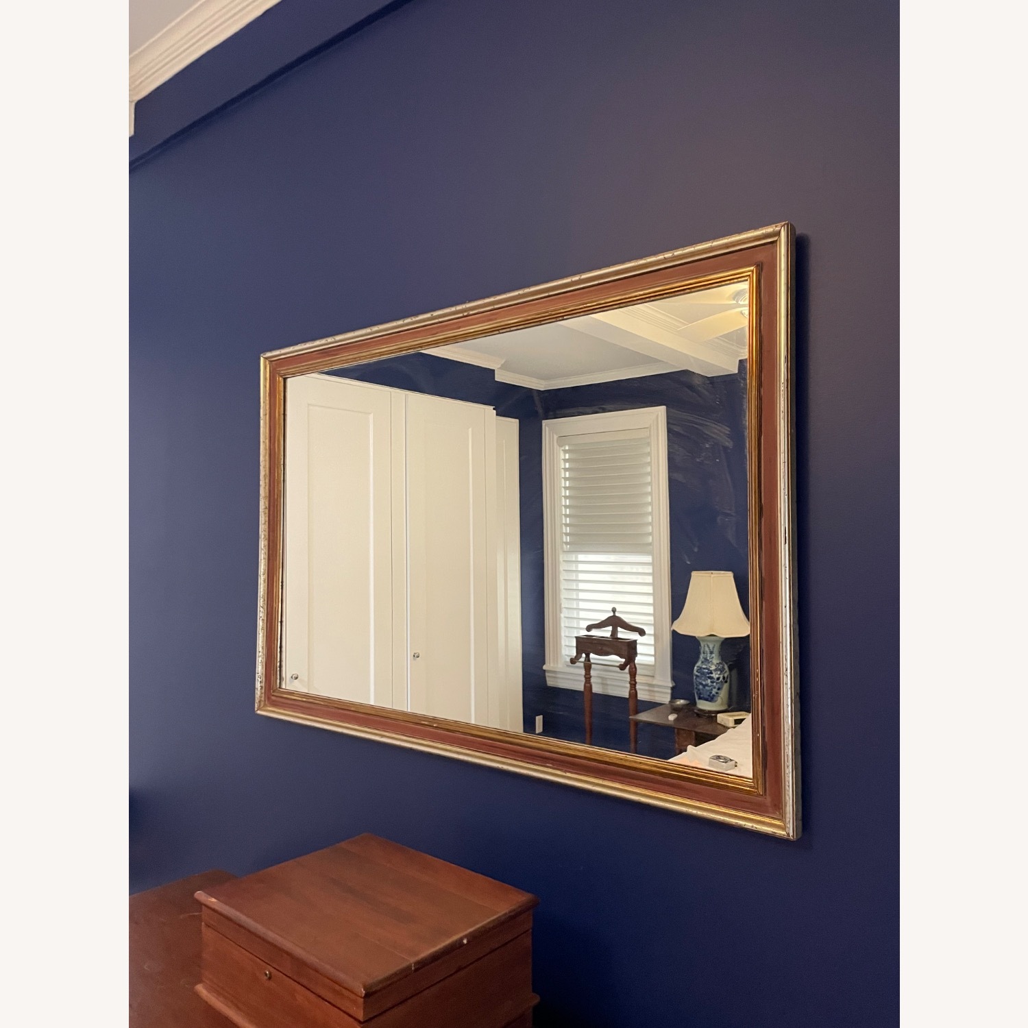 Mirror with Silver, Gold, and Reddish Frame - image-1