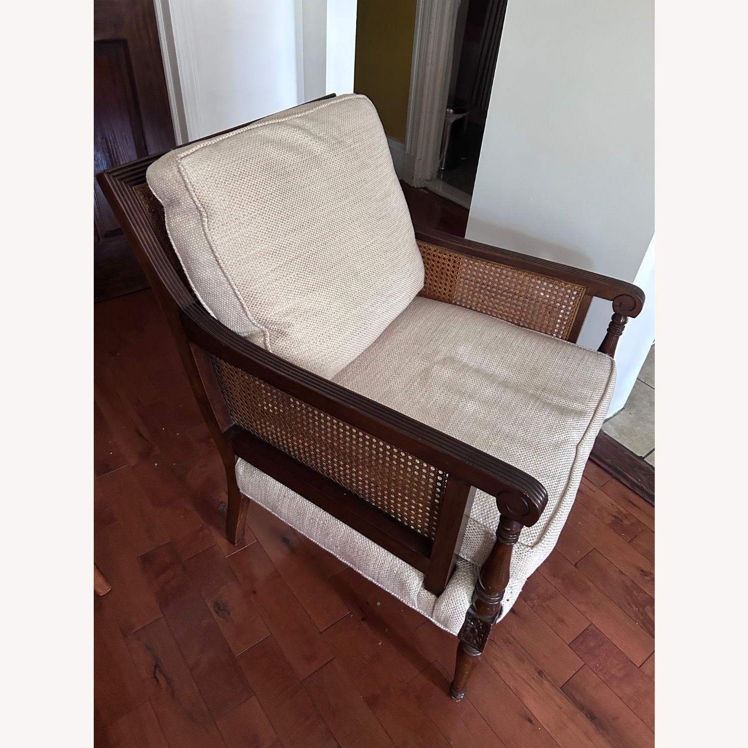 English Regency Carved Wood Armchair - image-1