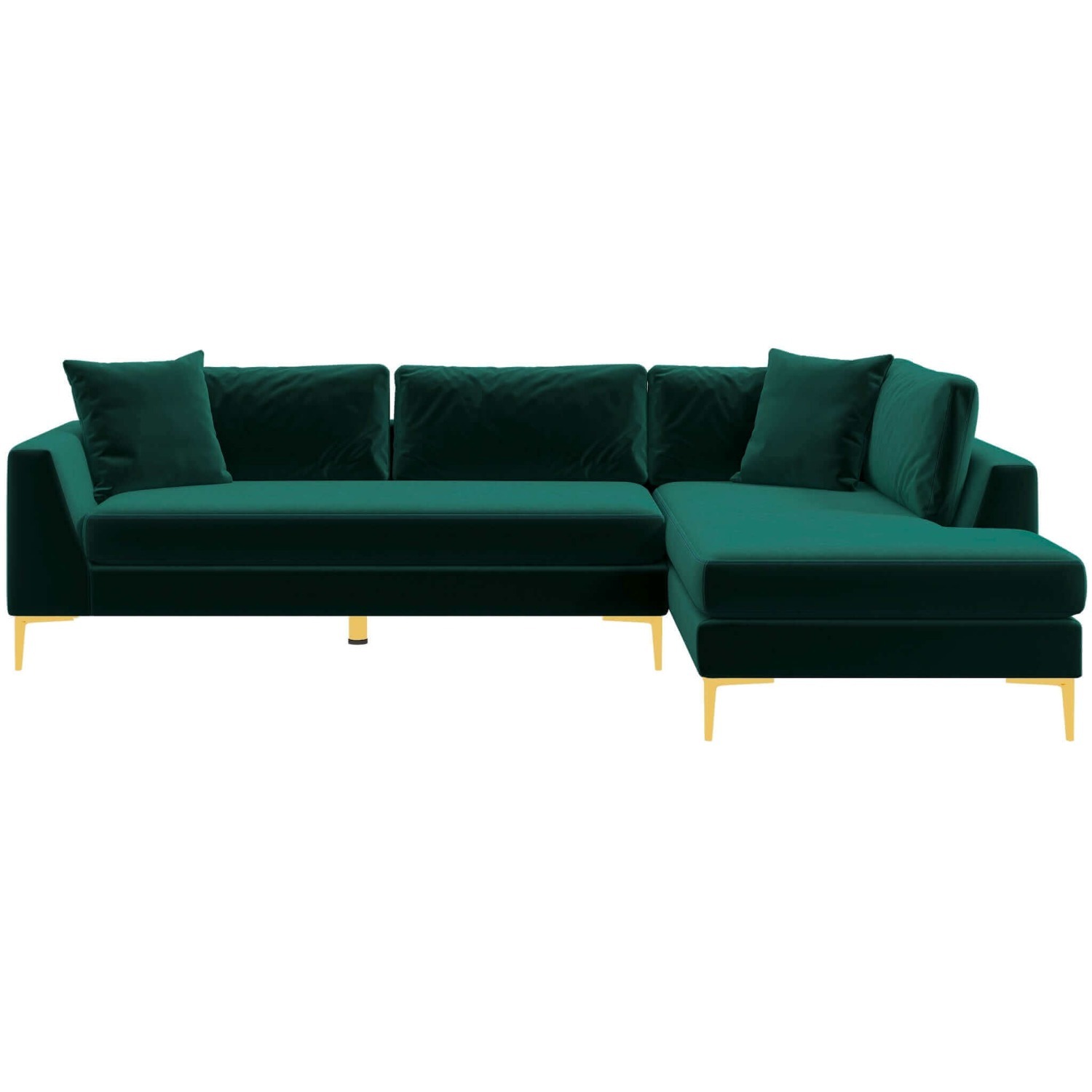 Milo Green Velvet Sectional Sofa Right - image-1