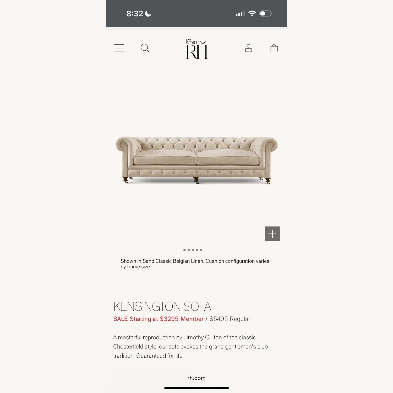 Restoration Hardware Kensington Sofa - image-5