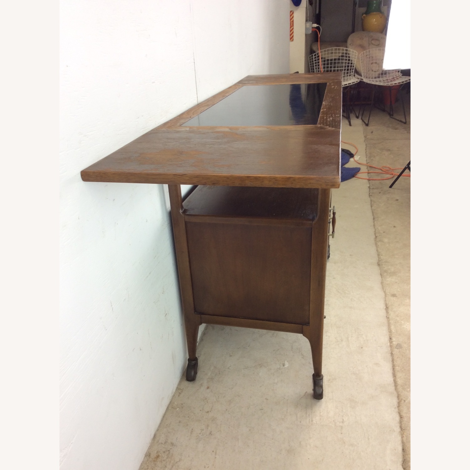 Mid Century Drop Leaf Bar Cart with 2 Drawers - image-13