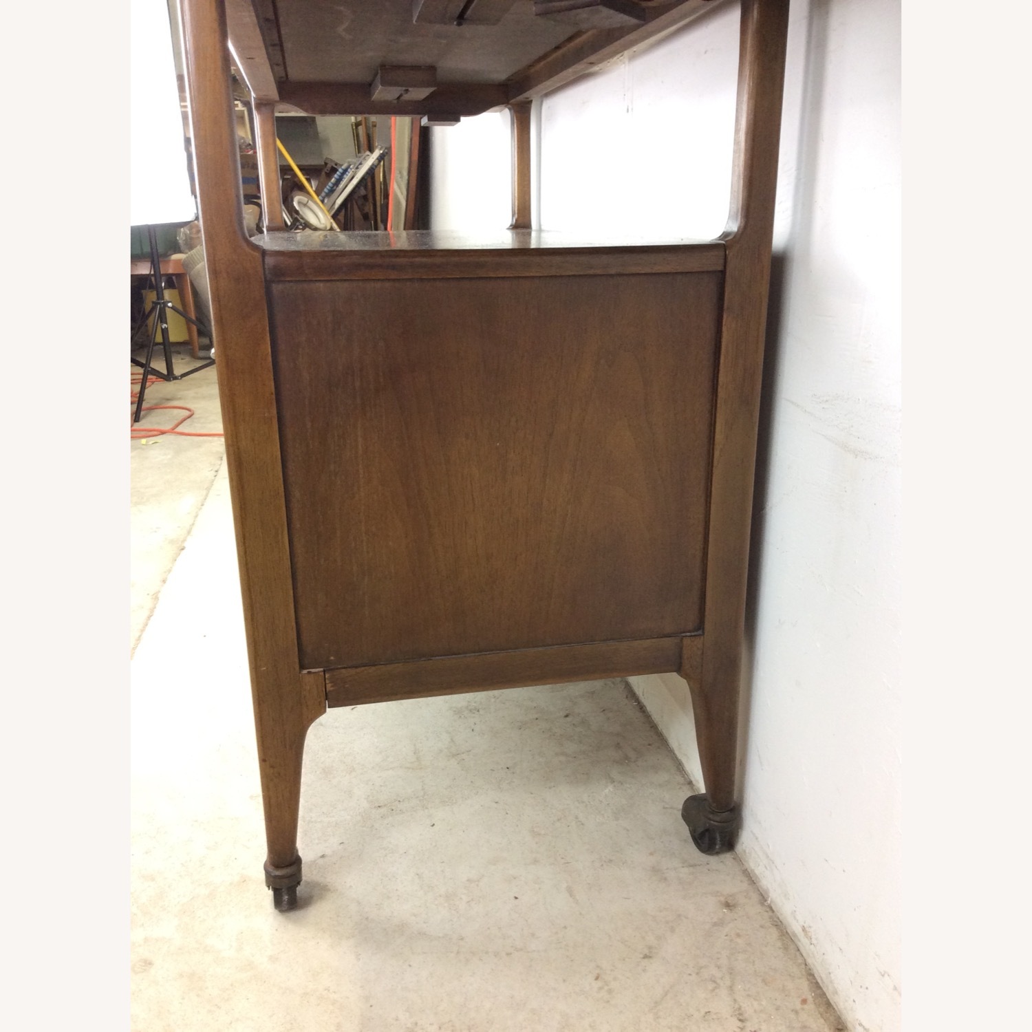 Mid Century Drop Leaf Bar Cart with 2 Drawers - image-12