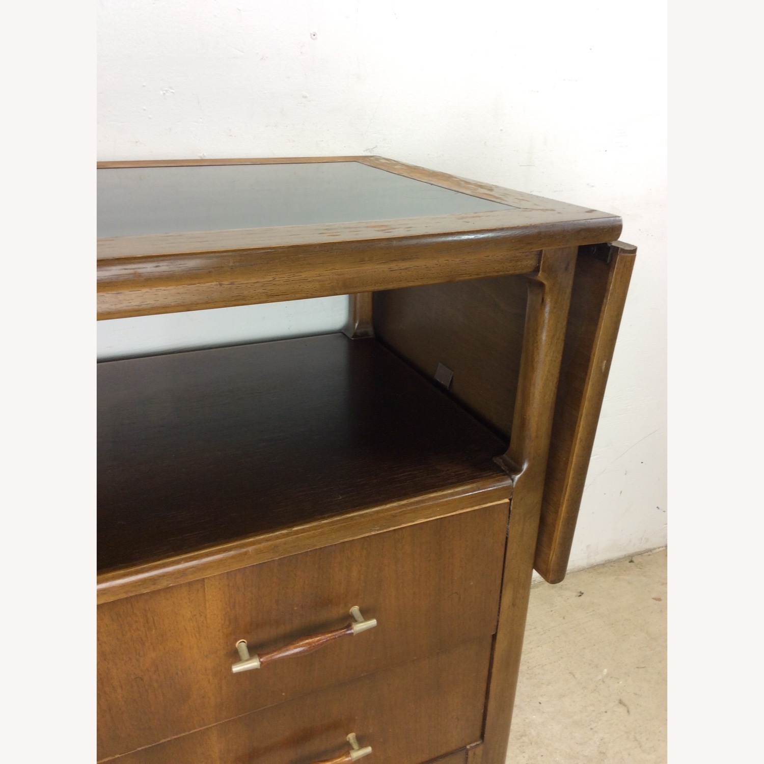 Mid Century Drop Leaf Bar Cart with 2 Drawers - image-9