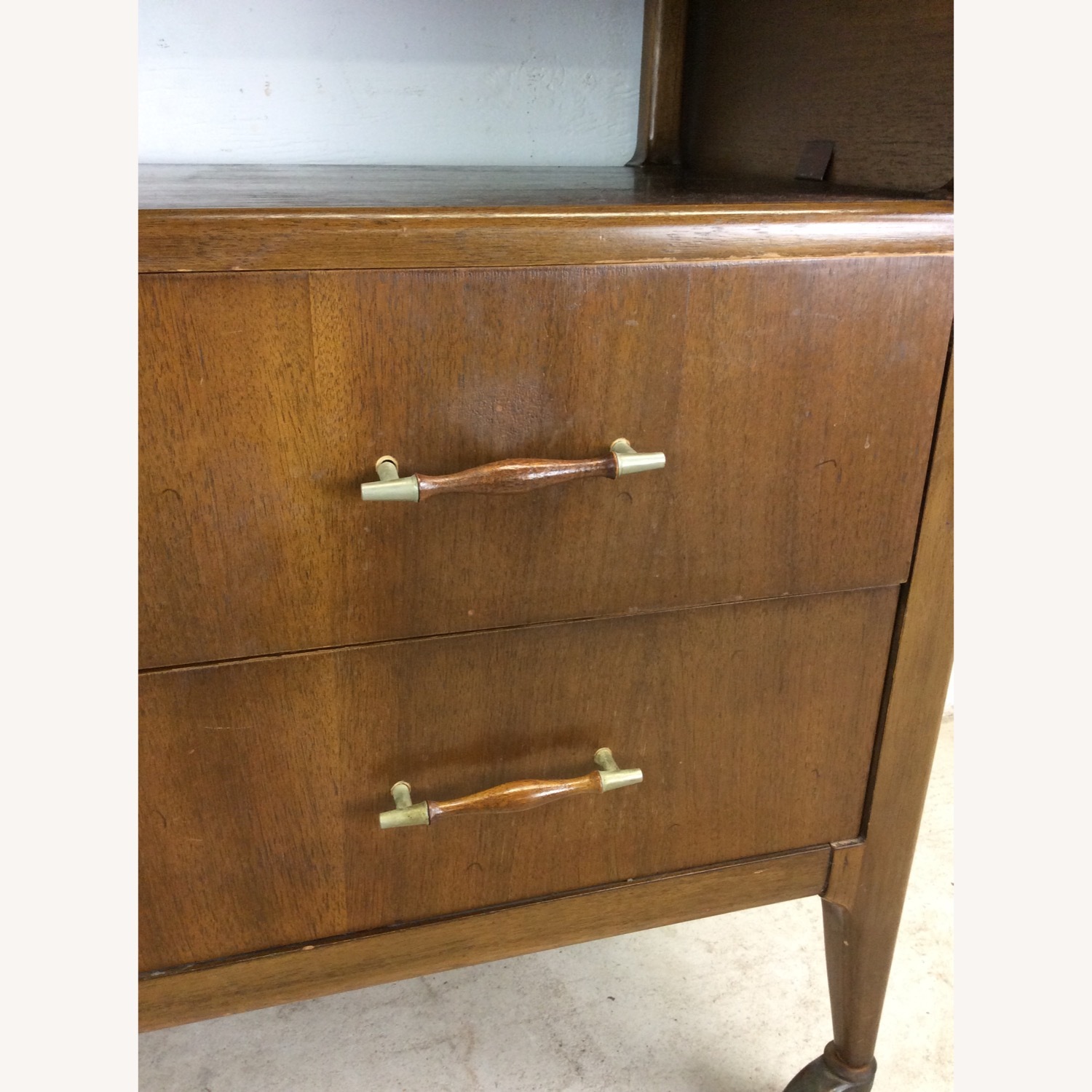 Mid Century Drop Leaf Bar Cart with 2 Drawers - image-5