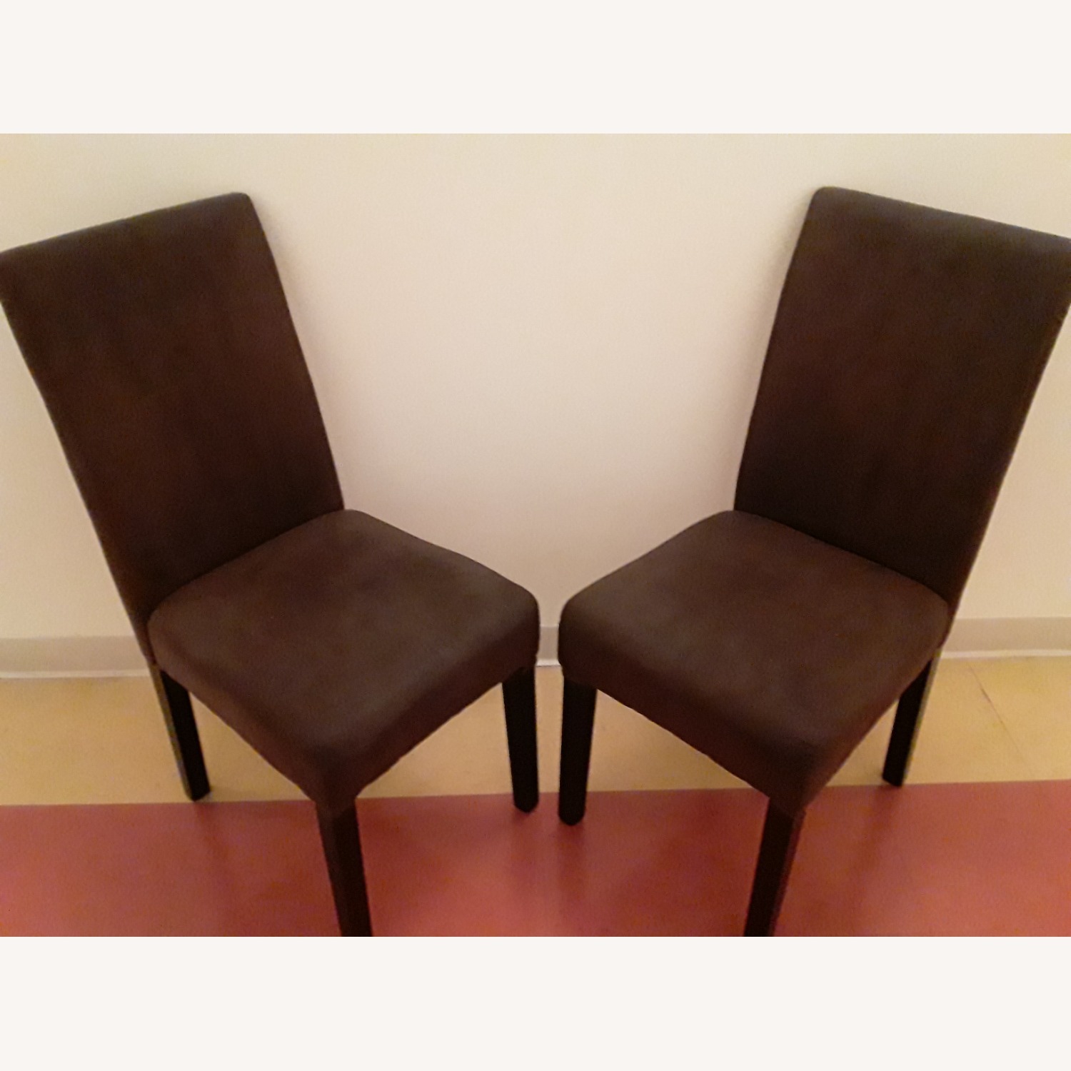 Micro-Suede Dining Chairs Pair - image-1