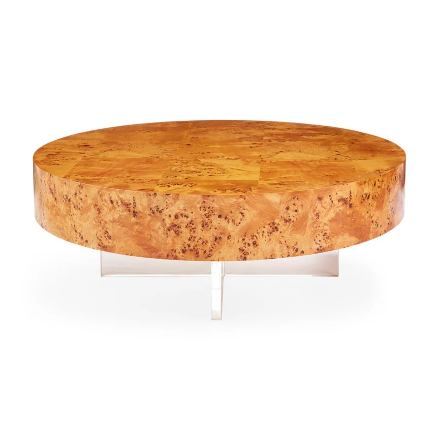 Bond Burl Wood Coffee Table Lucite Base - image-10