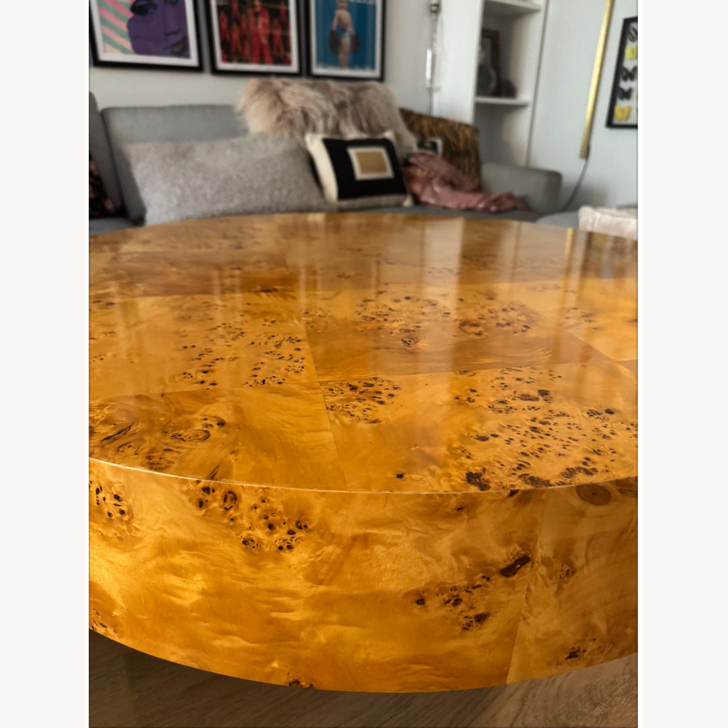 Bond Burl Wood Coffee Table Lucite Base - image-8
