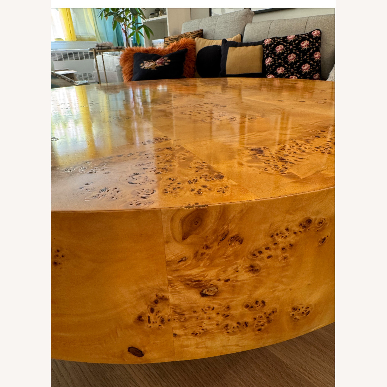 Bond Burl Wood Coffee Table Lucite Base - image-9