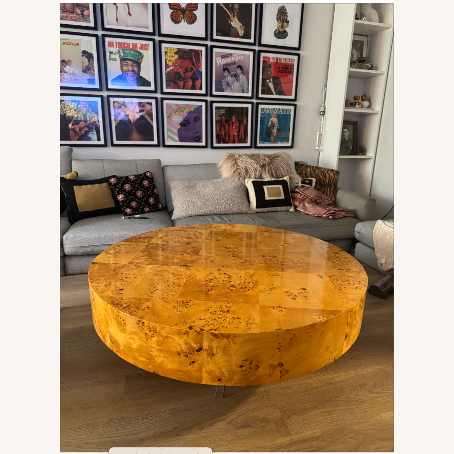 Bond Burl Wood Coffee Table Lucite Base - image-7