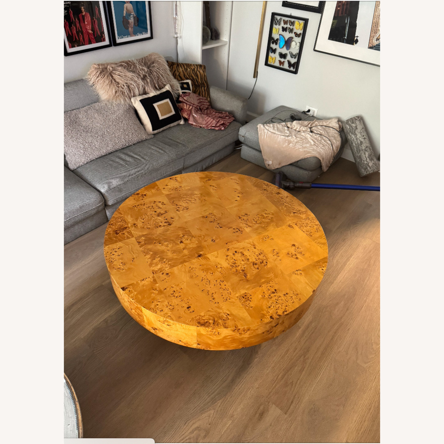 Bond Burl Wood Coffee Table Lucite Base - image-5