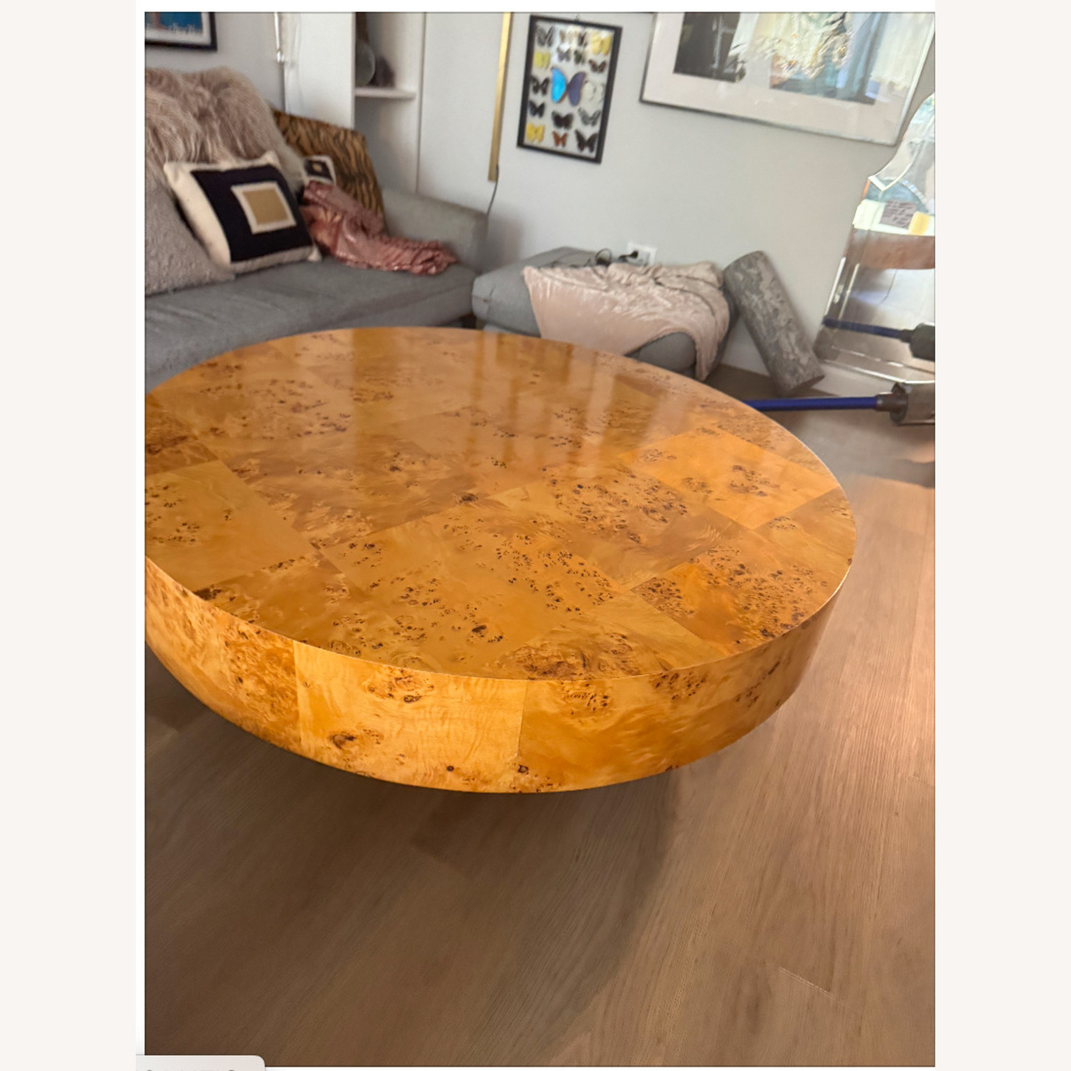 Bond Burl Wood Coffee Table Lucite Base - image-3